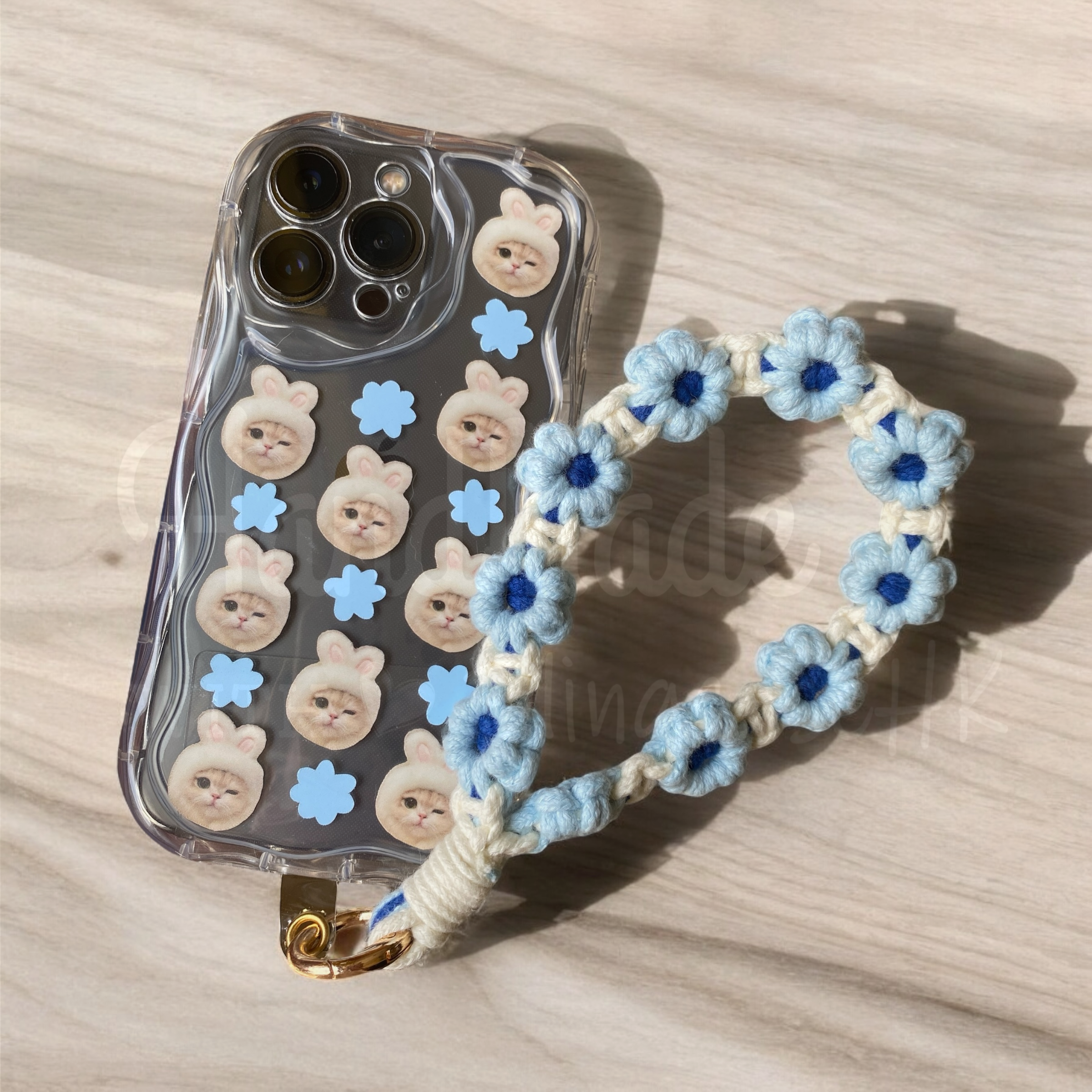 來圖寵物訂製 │ 花花編織手繩 手工滴膠 iPhone 波浪手機殼