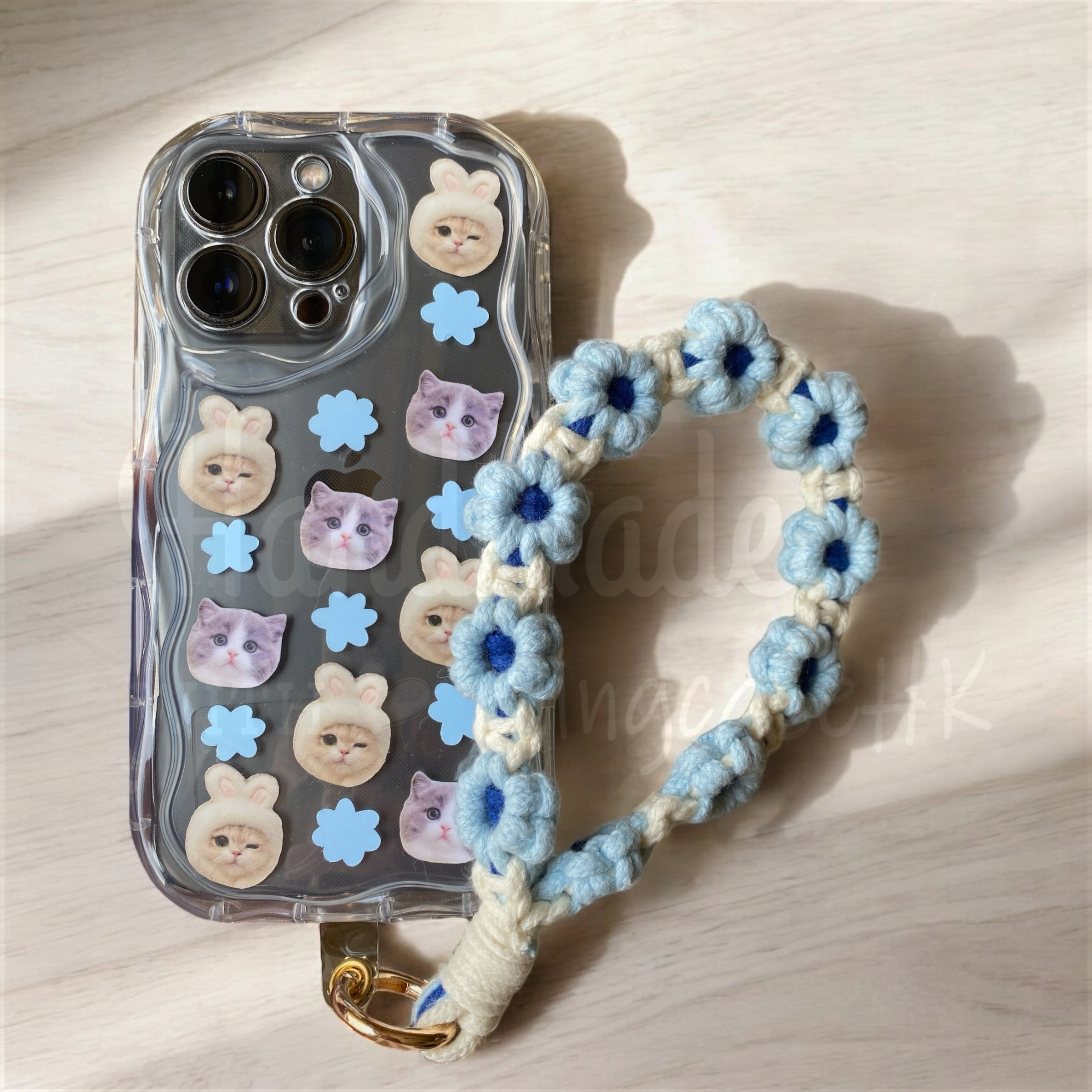 來圖寵物訂製 │ 花花編織手繩 手工滴膠 iPhone 波浪手機殼