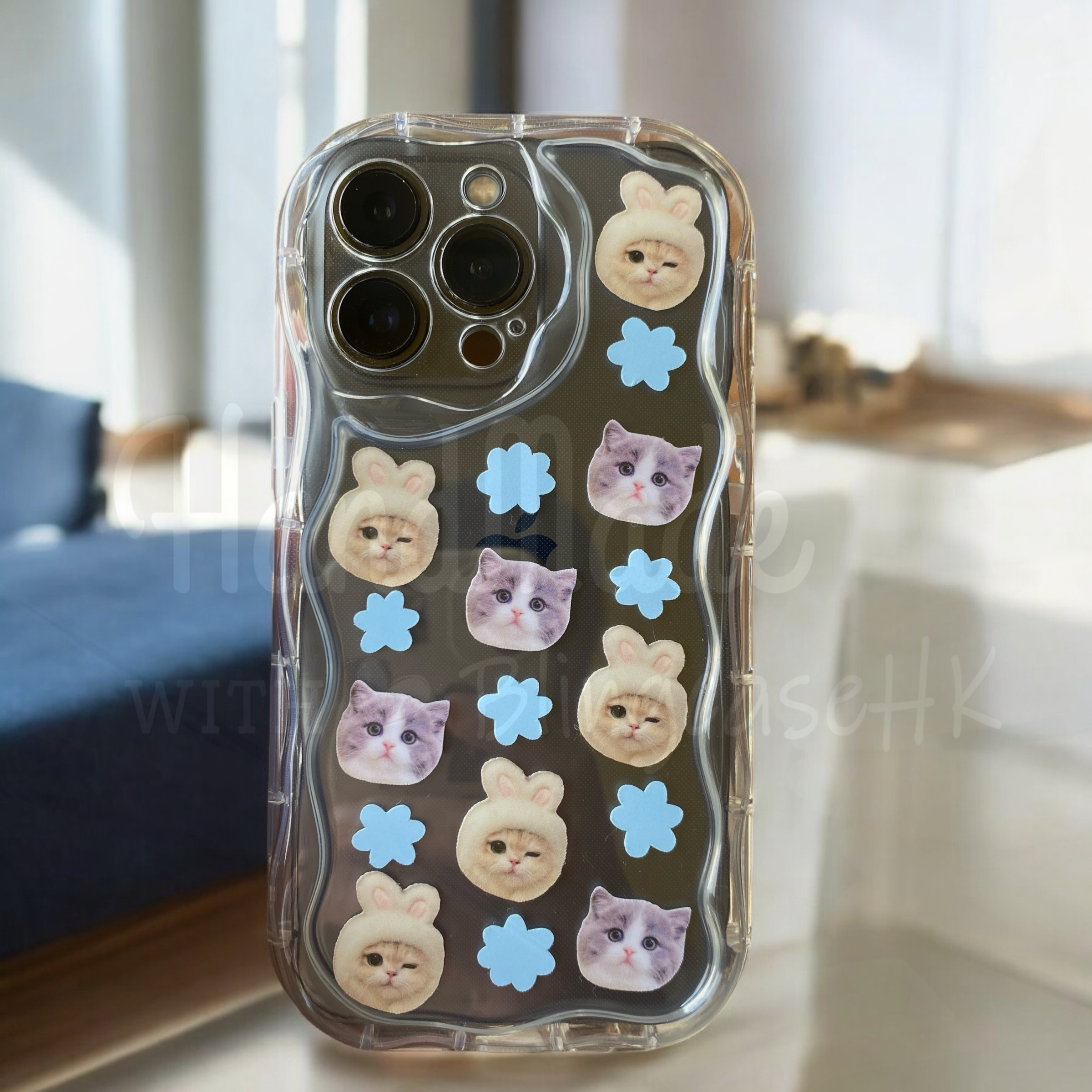 來圖寵物訂製 │ 花花編織手繩 手工滴膠 iPhone 波浪手機殼