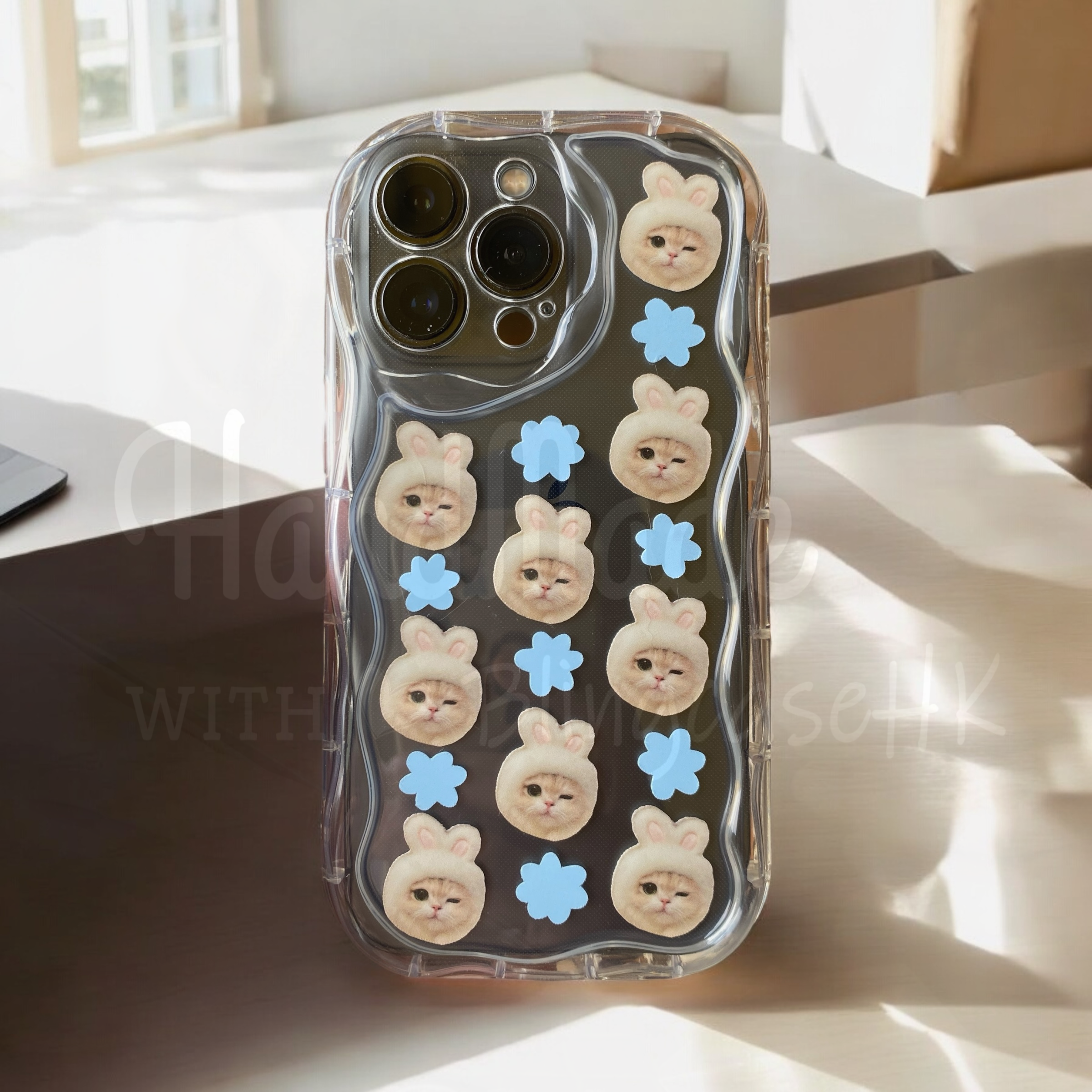 來圖寵物訂製 │ 花花編織手繩 手工滴膠 iPhone 波浪手機殼