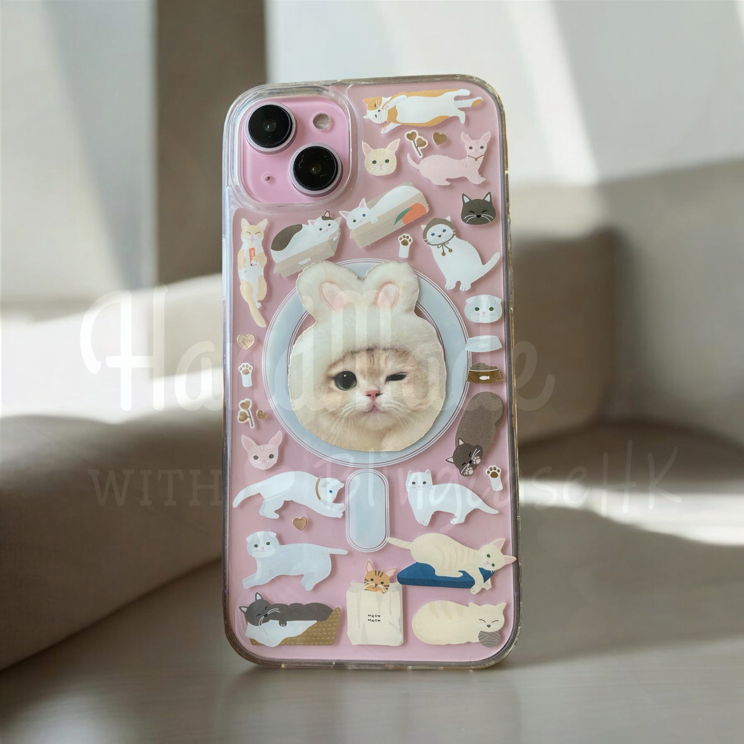 來圖寵物訂製 ｜ MagSafe 貓圖案 手工滴膠 iPhone 防摔手機殼