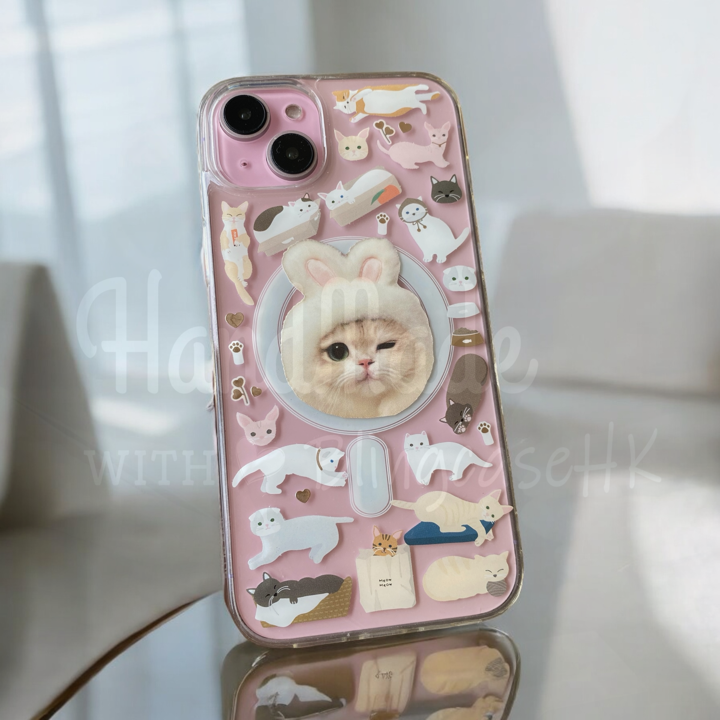 來圖寵物訂製 ｜ MagSafe 貓圖案 手工滴膠 iPhone 防摔手機殼