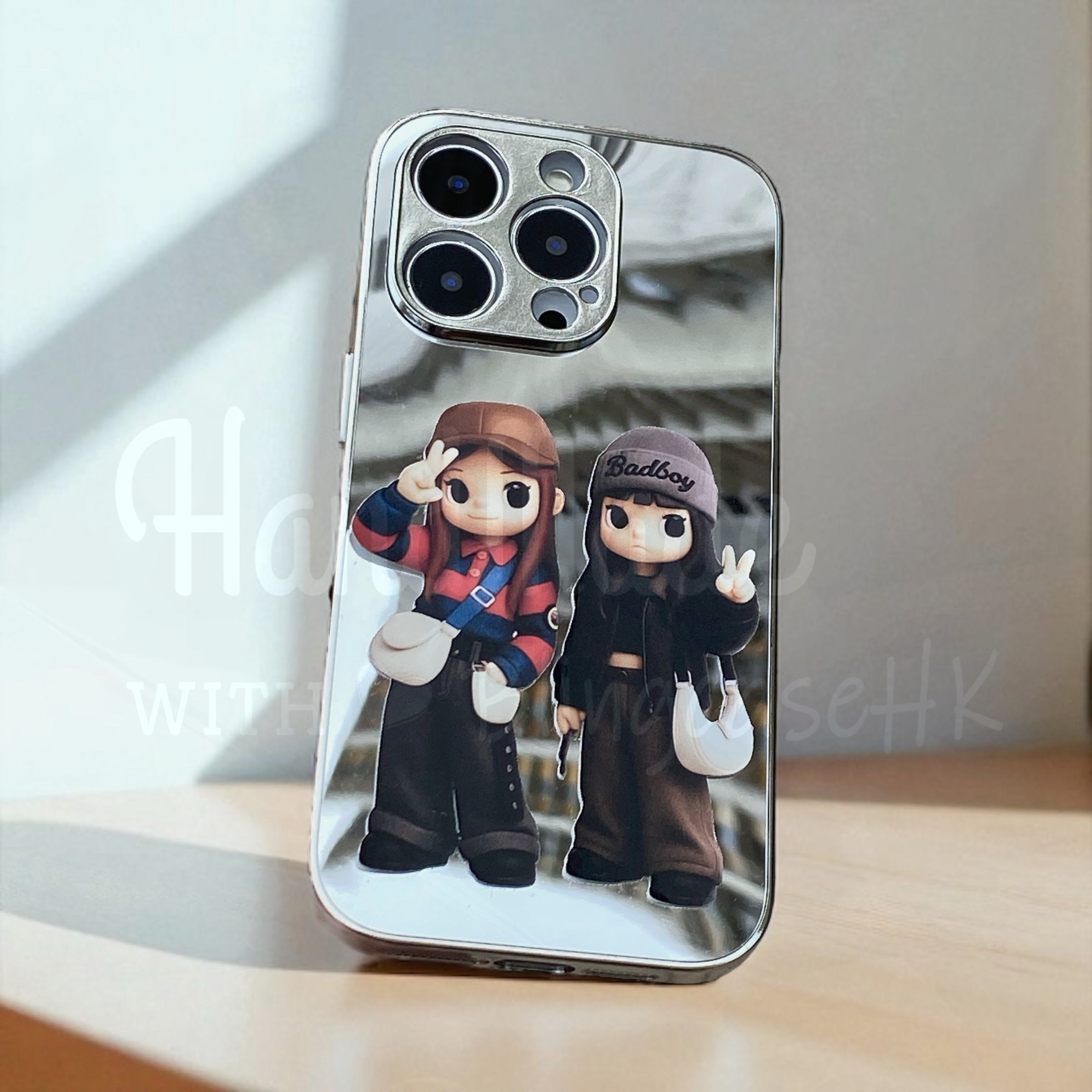 人像卡通化訂製 │ Q版Ivy So Q版Day iPhone 鏡面手機殼