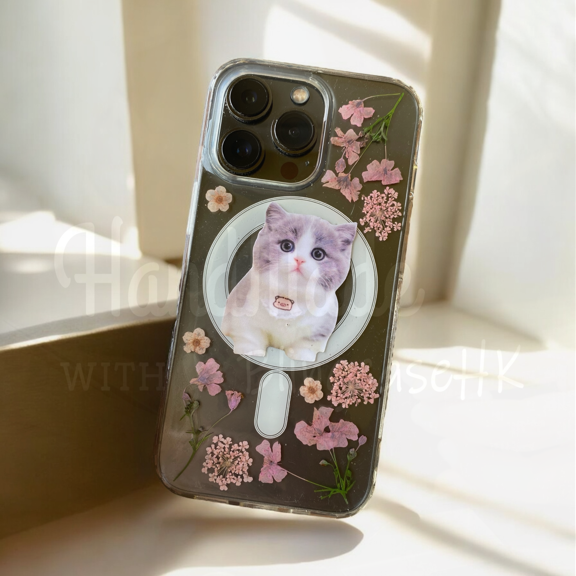 來圖寵物訂製 ｜ MagSafe 乾花 真花 壓花 手工滴膠 iPhone 防摔手機殼