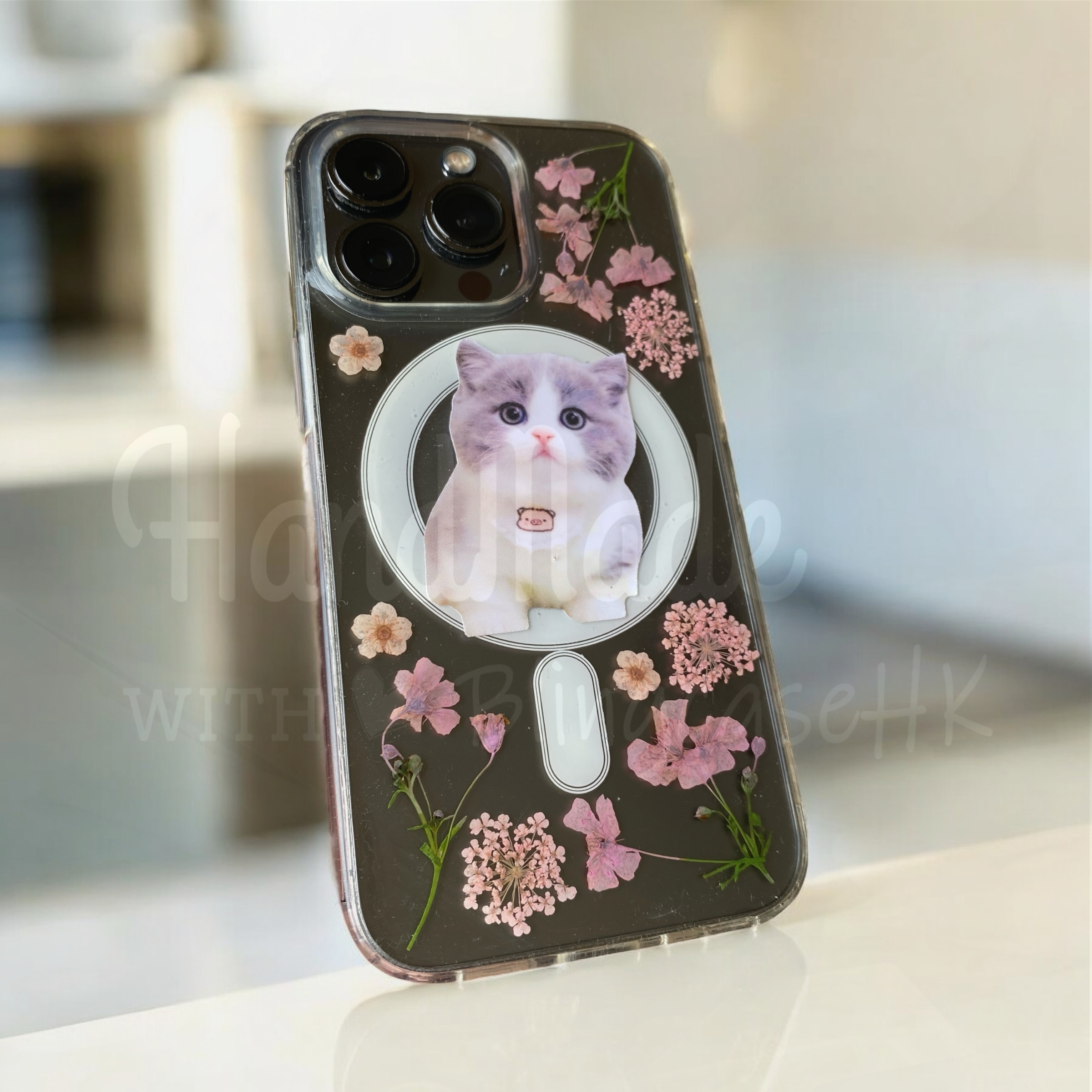 來圖寵物訂製 ｜ MagSafe 乾花 真花 壓花 手工滴膠 iPhone 防摔手機殼
