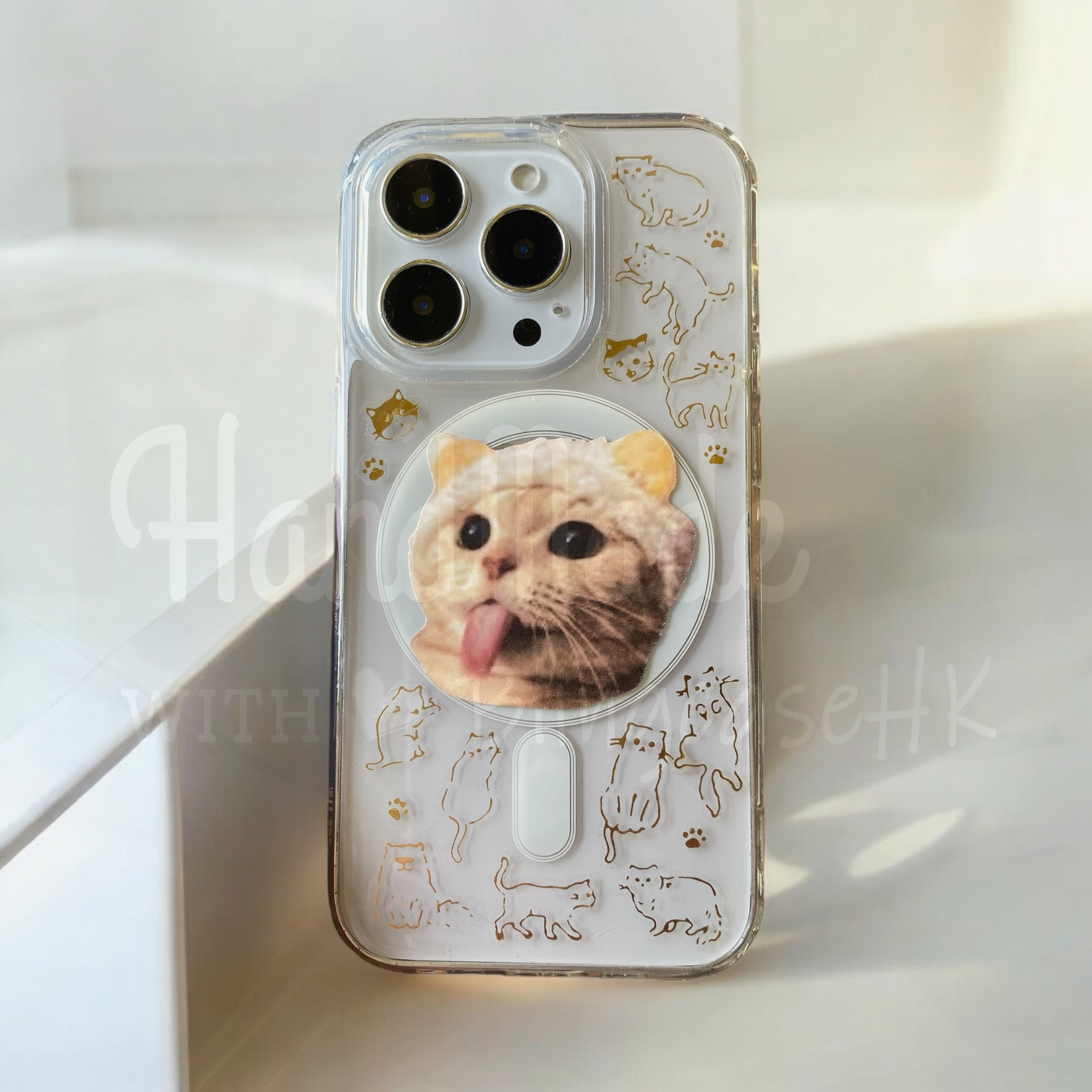 來圖寵物訂製 ｜ MagSafe 貓圖案 手工滴膠 iPhone 防摔手機殼