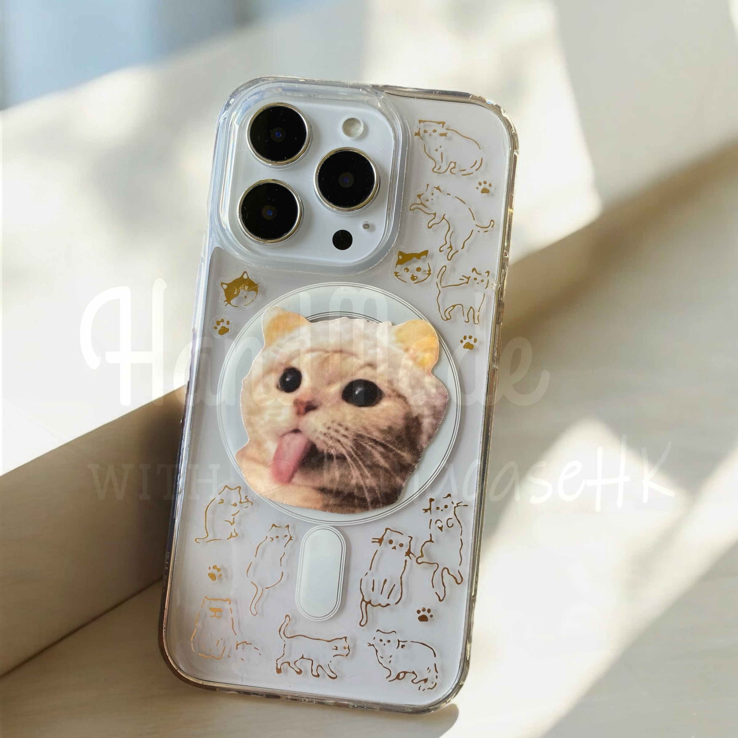 來圖寵物訂製 ｜ MagSafe 貓圖案 手工滴膠 iPhone 防摔手機殼