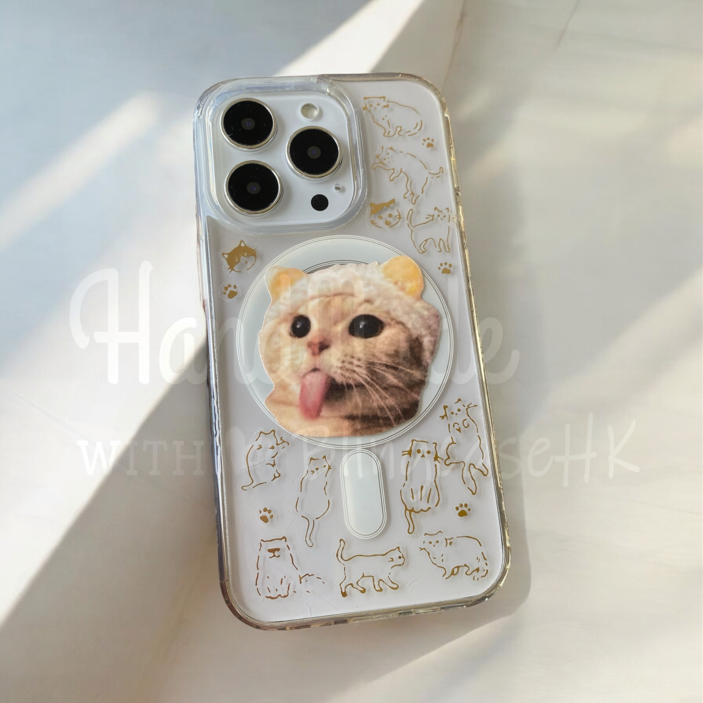 來圖寵物訂製 ｜ MagSafe 貓圖案 手工滴膠 iPhone 防摔手機殼