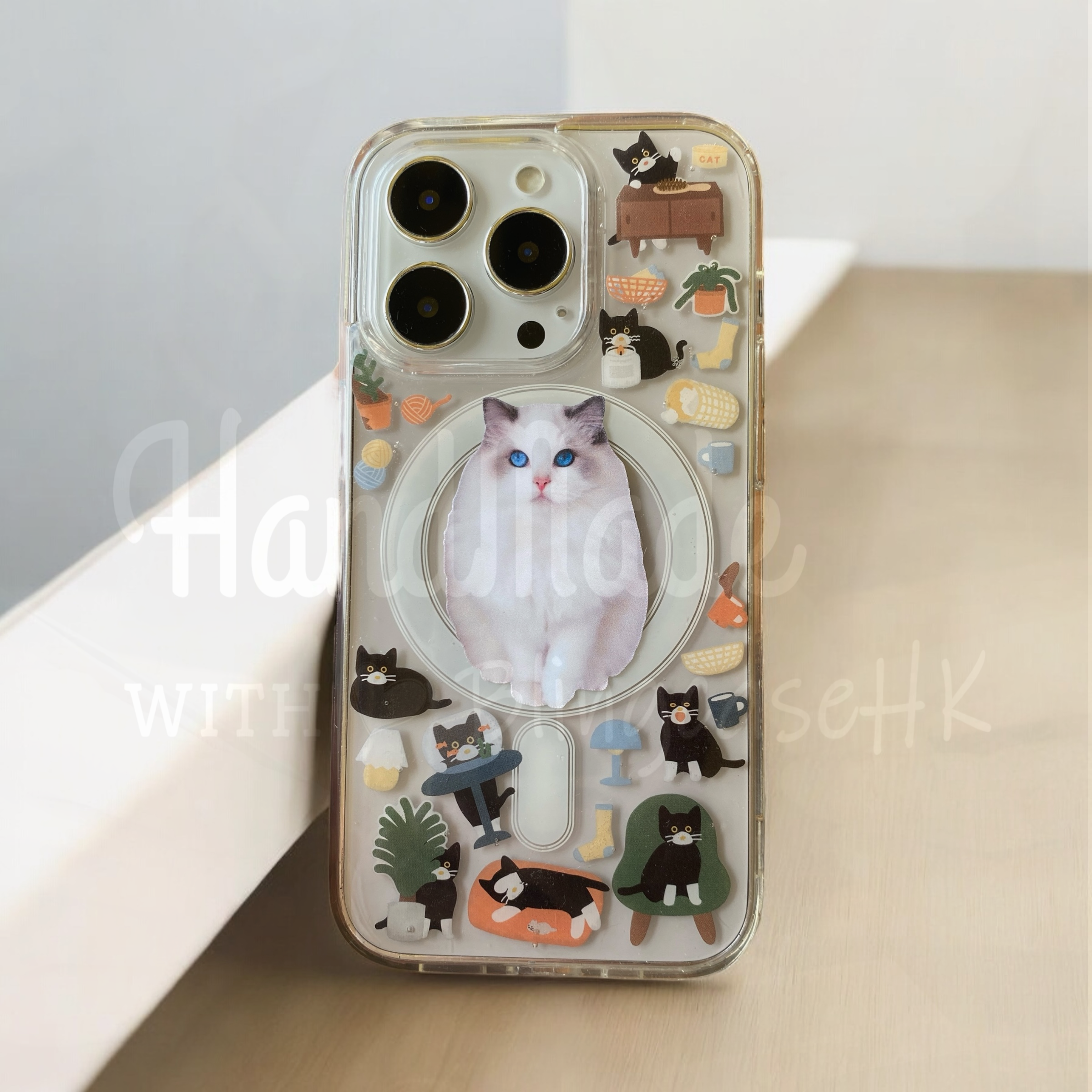 來圖寵物訂製 ｜ MagSafe 貓圖案 手工滴膠 iPhone 防摔手機殼