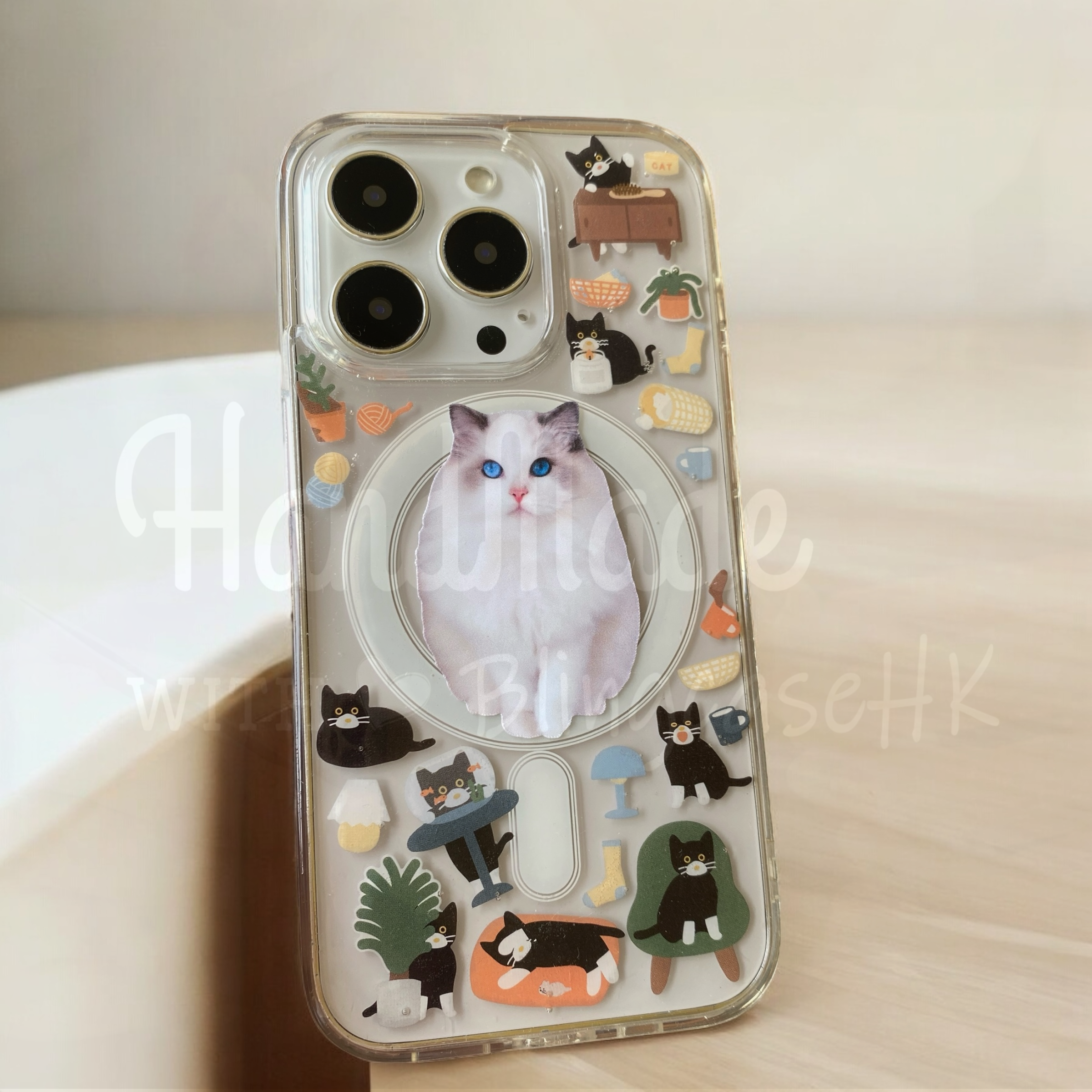 來圖寵物訂製 ｜ MagSafe 貓圖案 手工滴膠 iPhone 防摔手機殼
