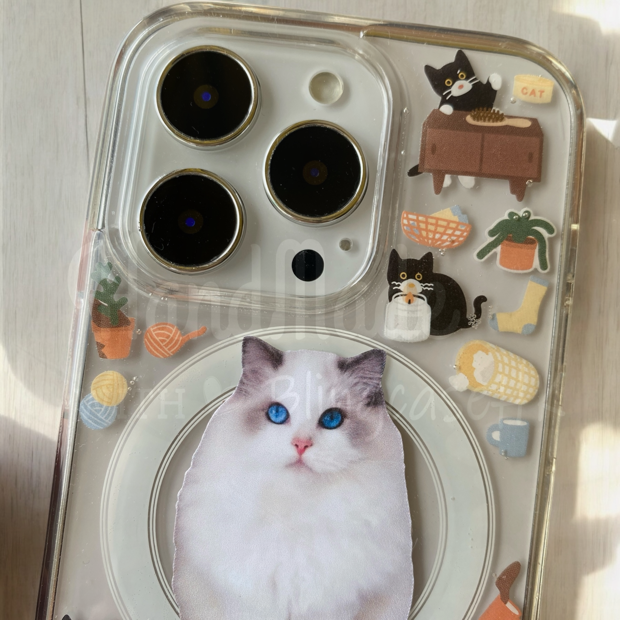 來圖寵物訂製 ｜ MagSafe 貓圖案 手工滴膠 iPhone 防摔手機殼