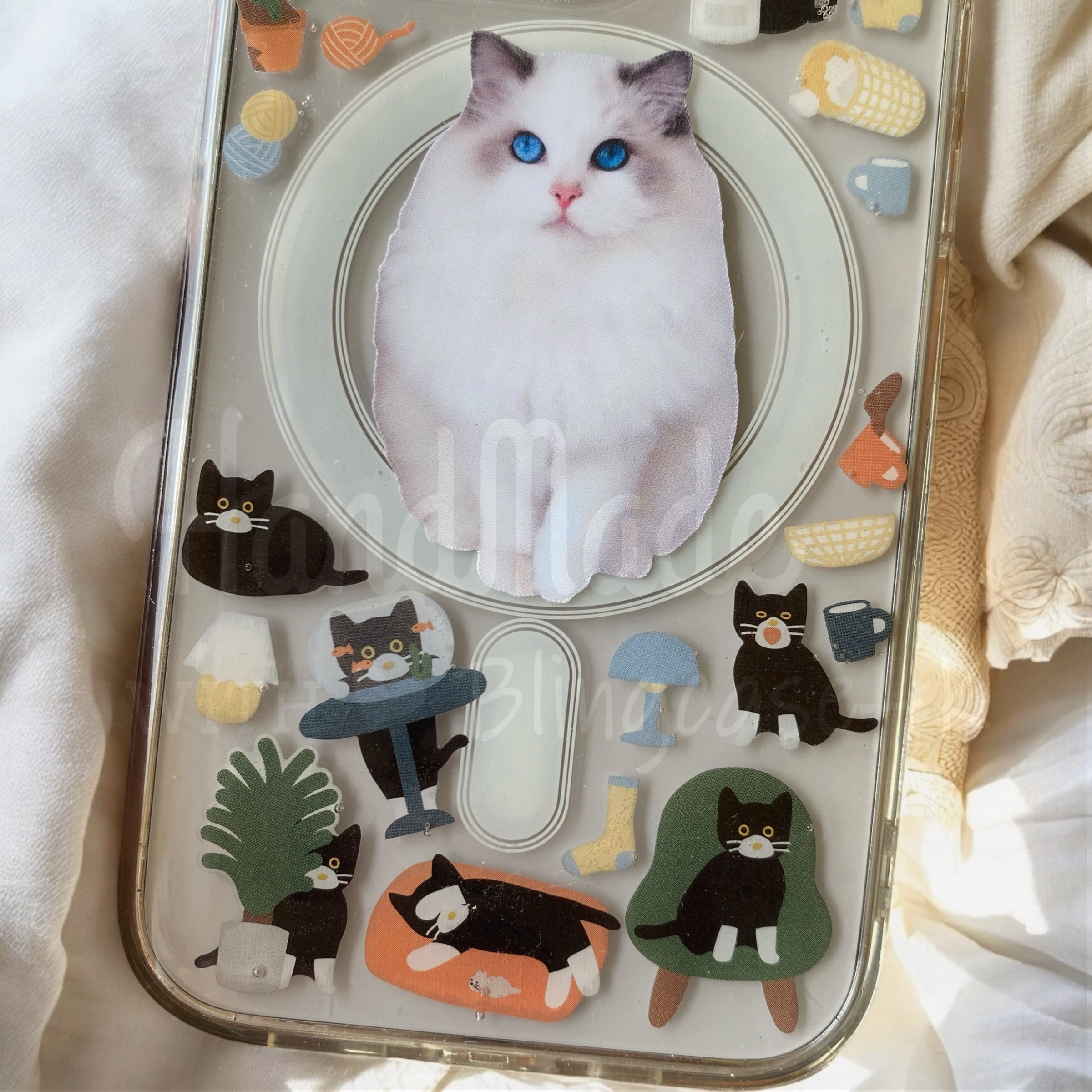 來圖寵物訂製 ｜ MagSafe 貓圖案 手工滴膠 iPhone 防摔手機殼