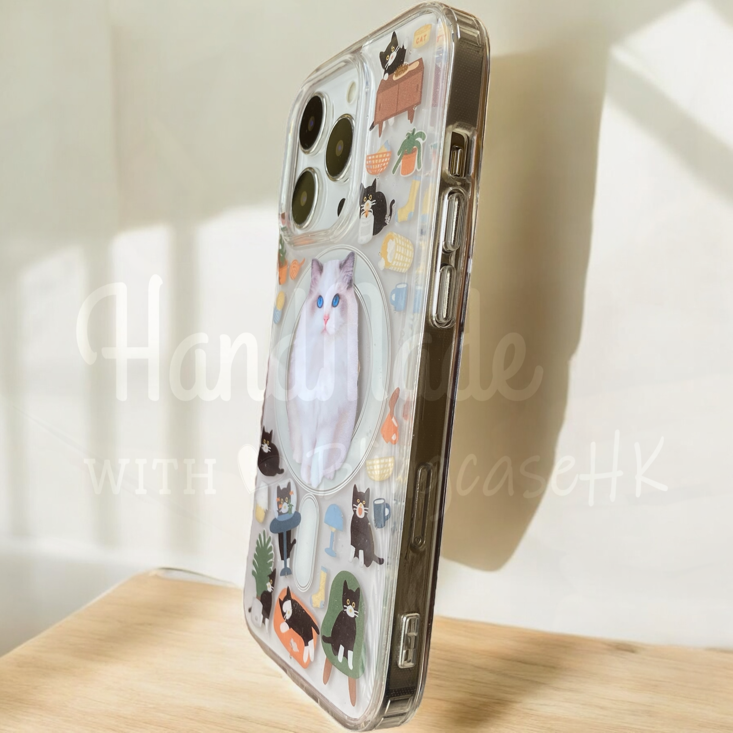來圖寵物訂製 ｜ MagSafe 貓圖案 手工滴膠 iPhone 防摔手機殼