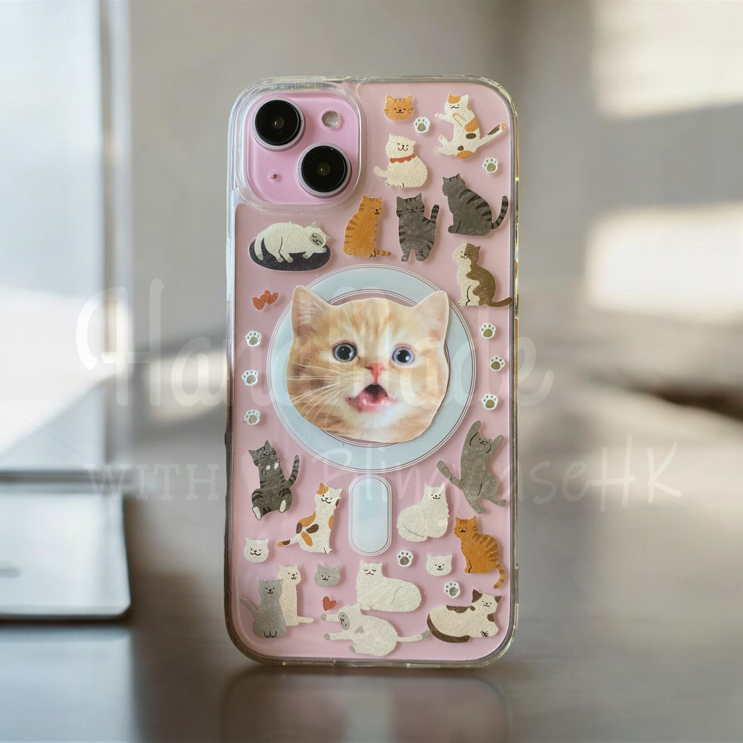 來圖寵物訂製 ｜ MagSafe 貓圖案 手工滴膠 iPhone 防摔手機殼