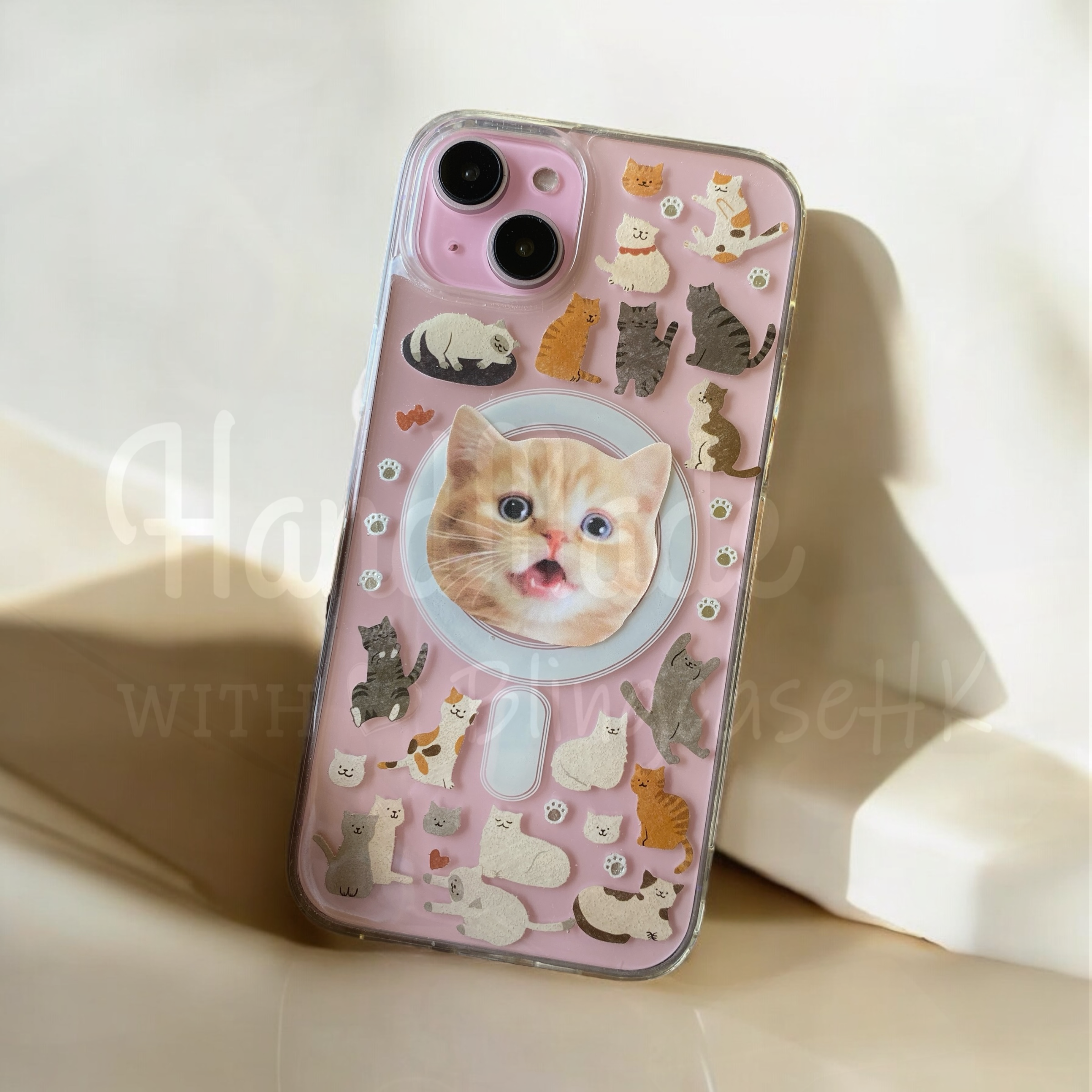 來圖寵物訂製 ｜ MagSafe 貓圖案 手工滴膠 iPhone 防摔手機殼