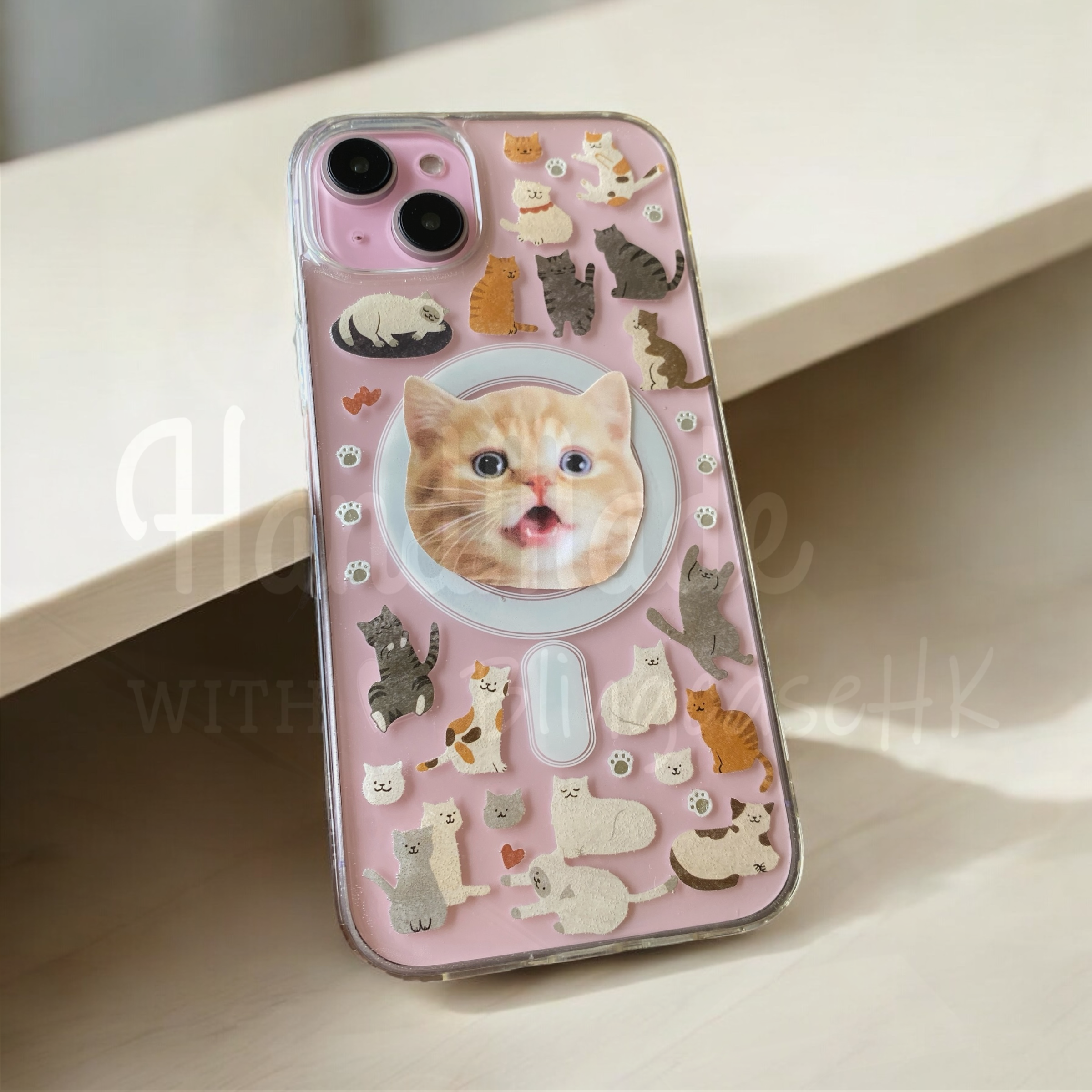 來圖寵物訂製 ｜ MagSafe 貓圖案 手工滴膠 iPhone 防摔手機殼