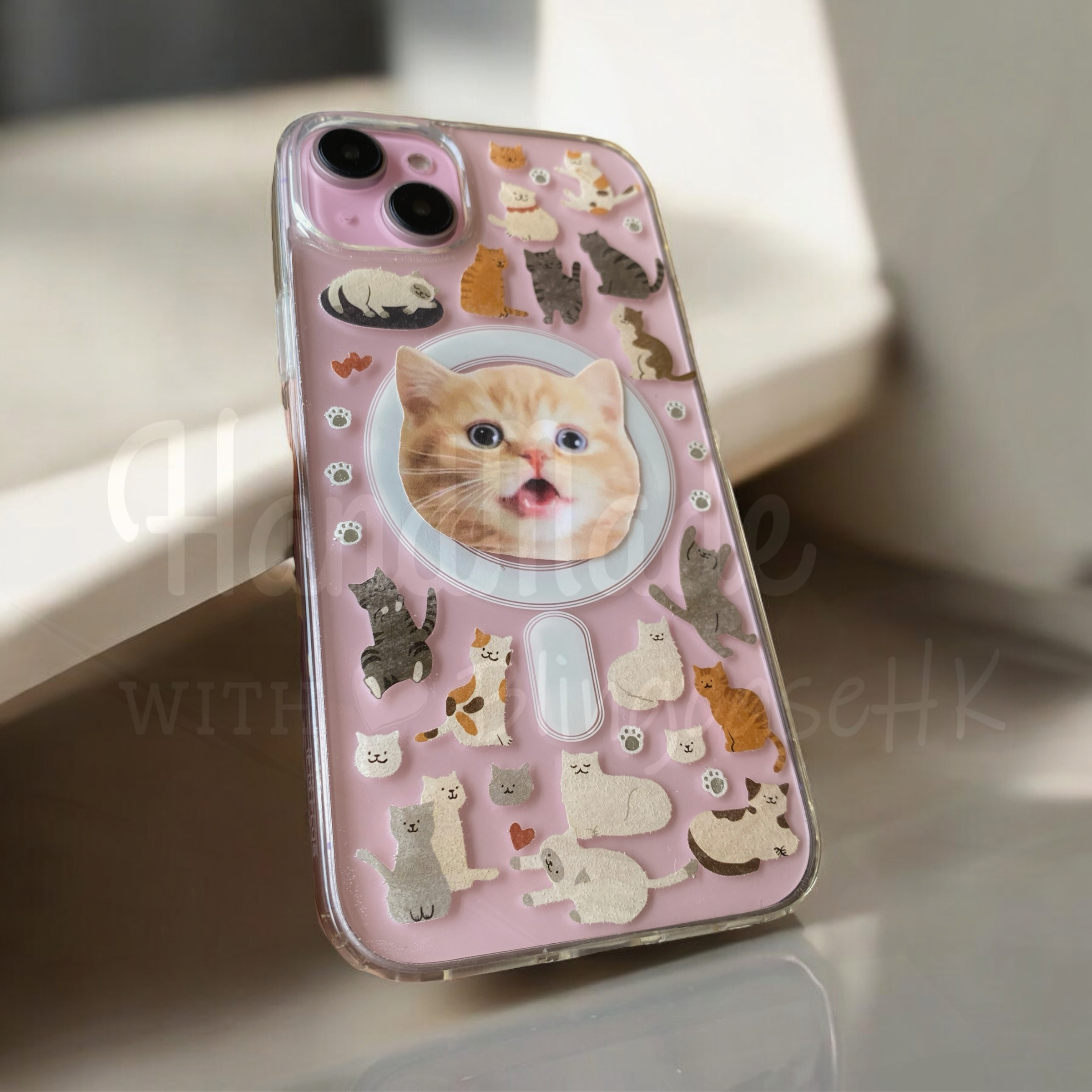 來圖寵物訂製 ｜ MagSafe 貓圖案 手工滴膠 iPhone 防摔手機殼