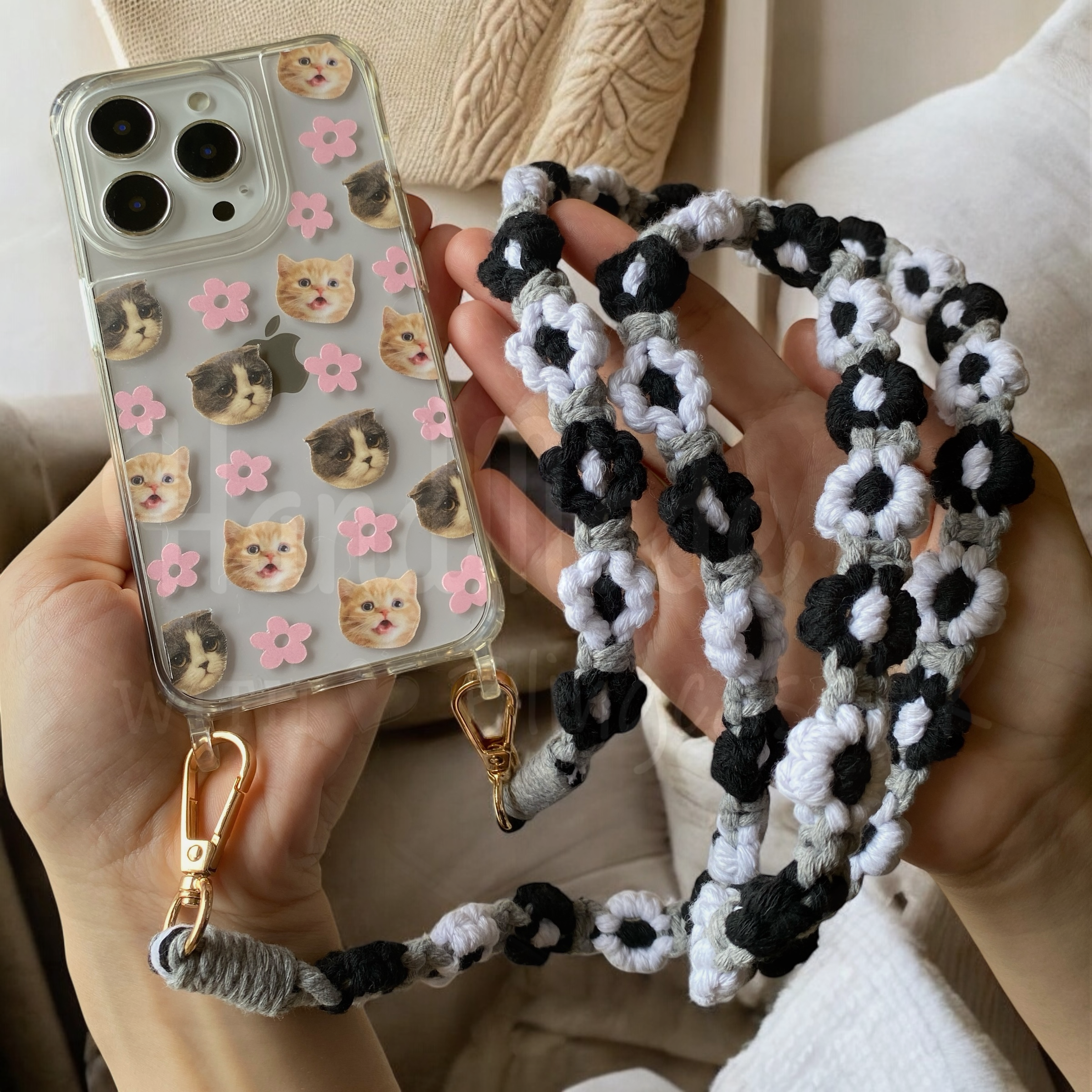 來圖寵物訂製 │ 花花編織掛繩 手工滴膠 iPhone 防摔手機殼
