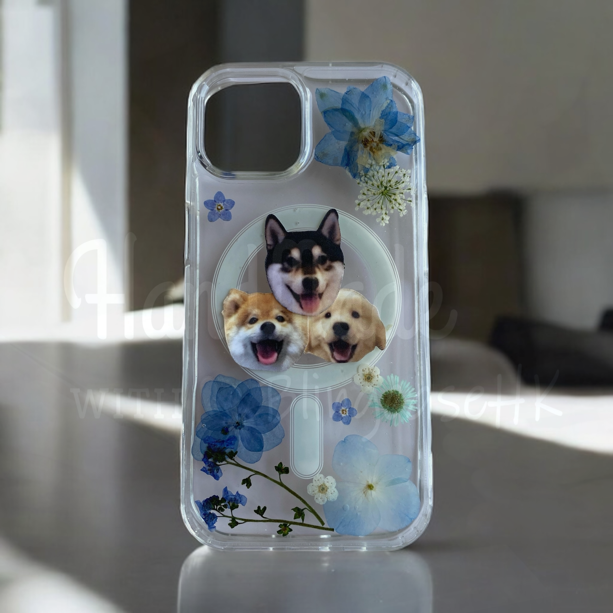 來圖寵物訂製 ｜ MagSafe 乾花 真花 壓花 手工滴膠 iPhone 防摔手機殼