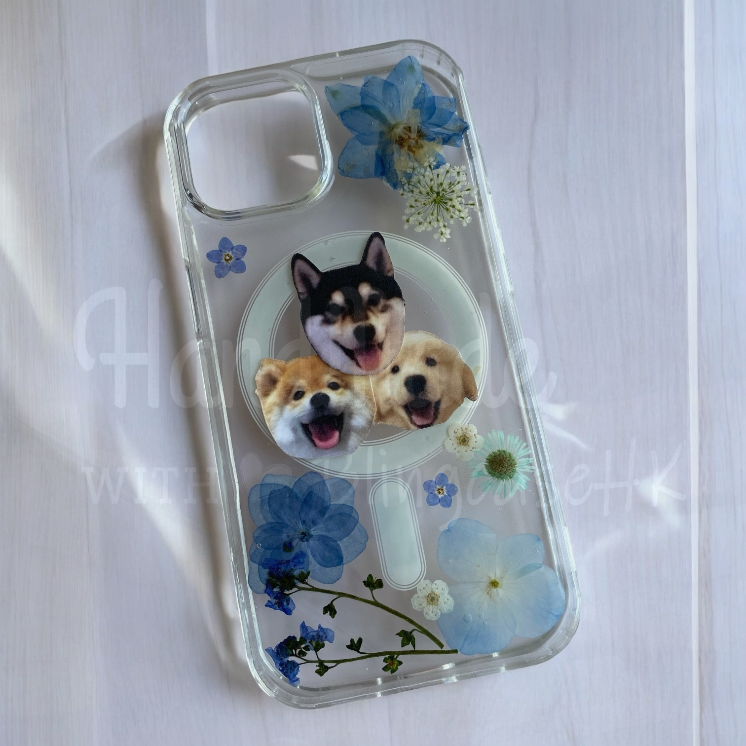 來圖寵物訂製 ｜ MagSafe 乾花 真花 壓花 手工滴膠 iPhone 防摔手機殼