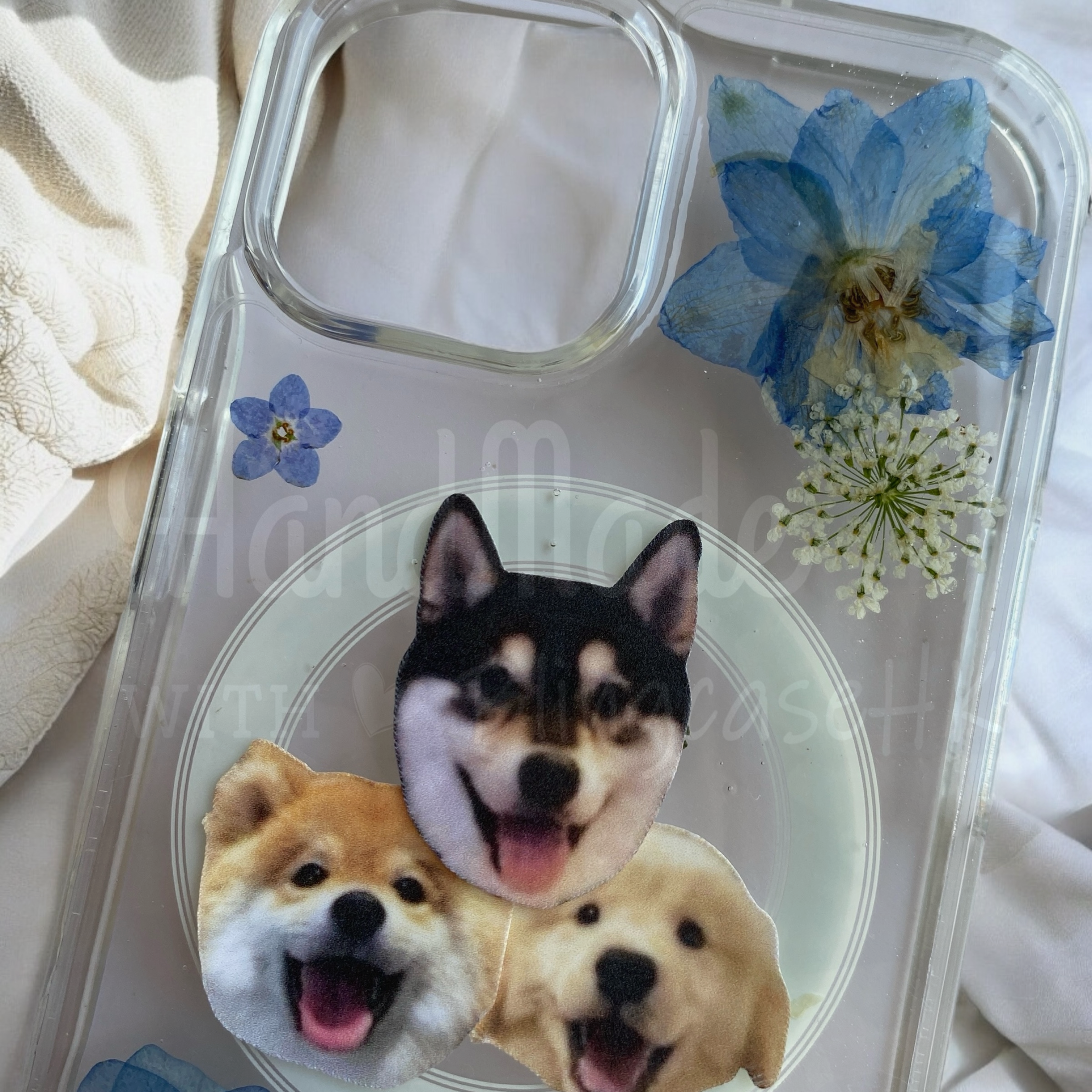 來圖寵物訂製 ｜ MagSafe 乾花 真花 壓花 手工滴膠 iPhone 防摔手機殼