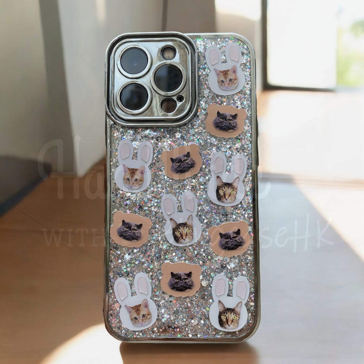 來圖寵物訂製 │ 兔仔耳 滴膠閃粉 iPhone 手機殼