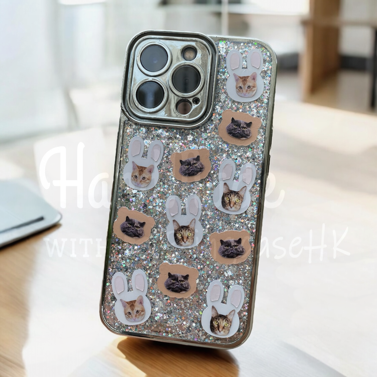 來圖寵物訂製 │ 兔仔耳 滴膠閃粉 iPhone 手機殼