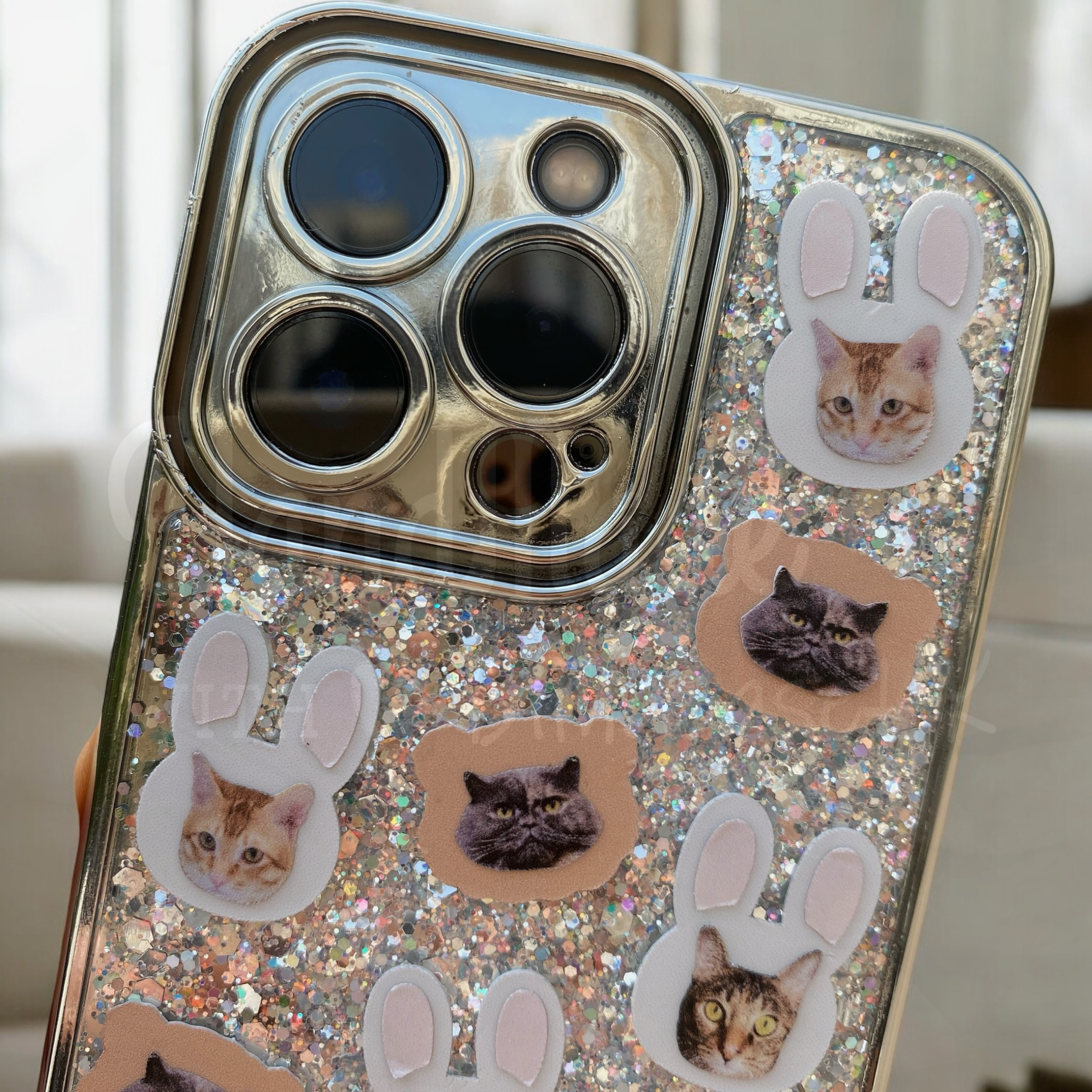 來圖寵物訂製 │ 兔仔耳 滴膠閃粉 iPhone 手機殼