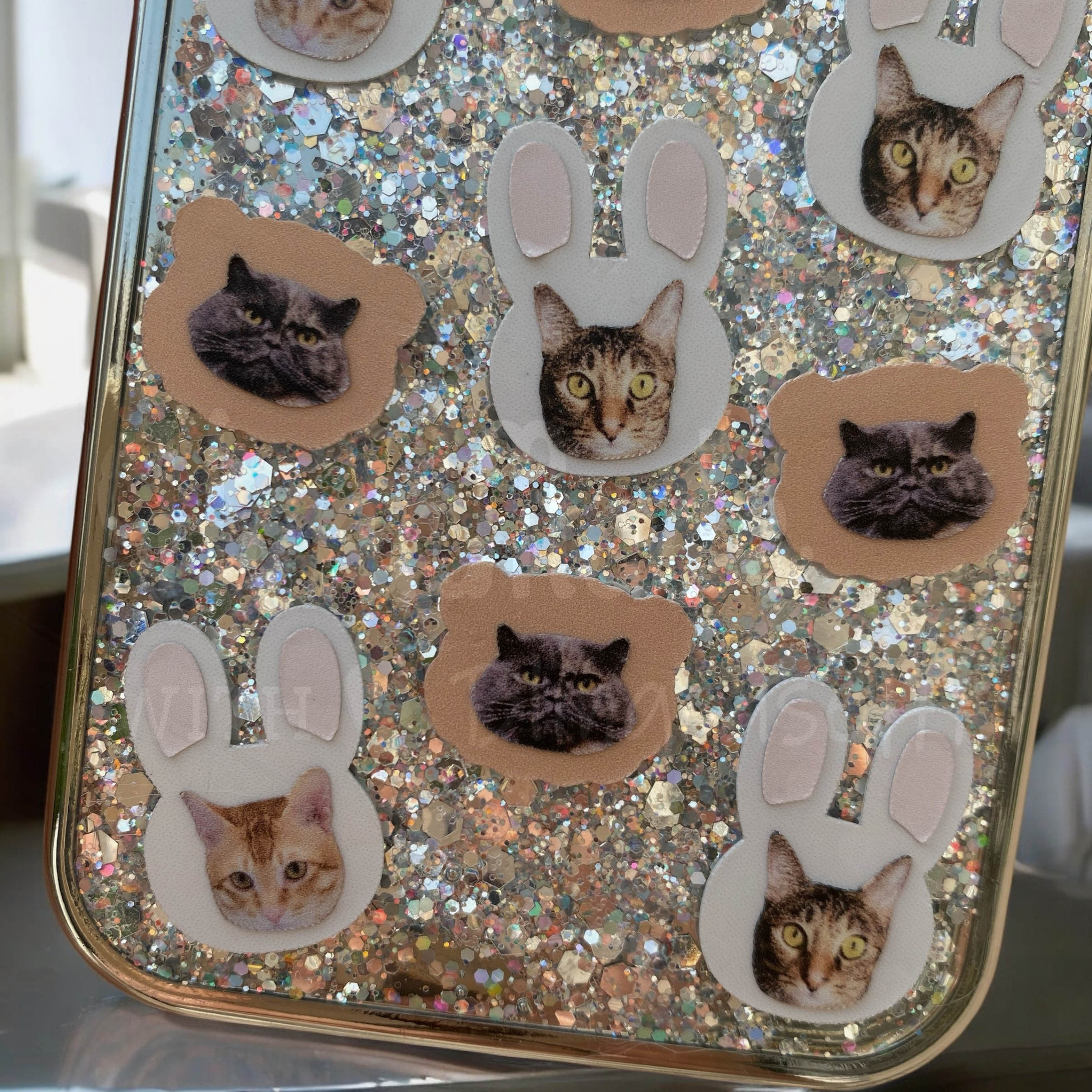 來圖寵物訂製 │ 兔仔耳 滴膠閃粉 iPhone 手機殼