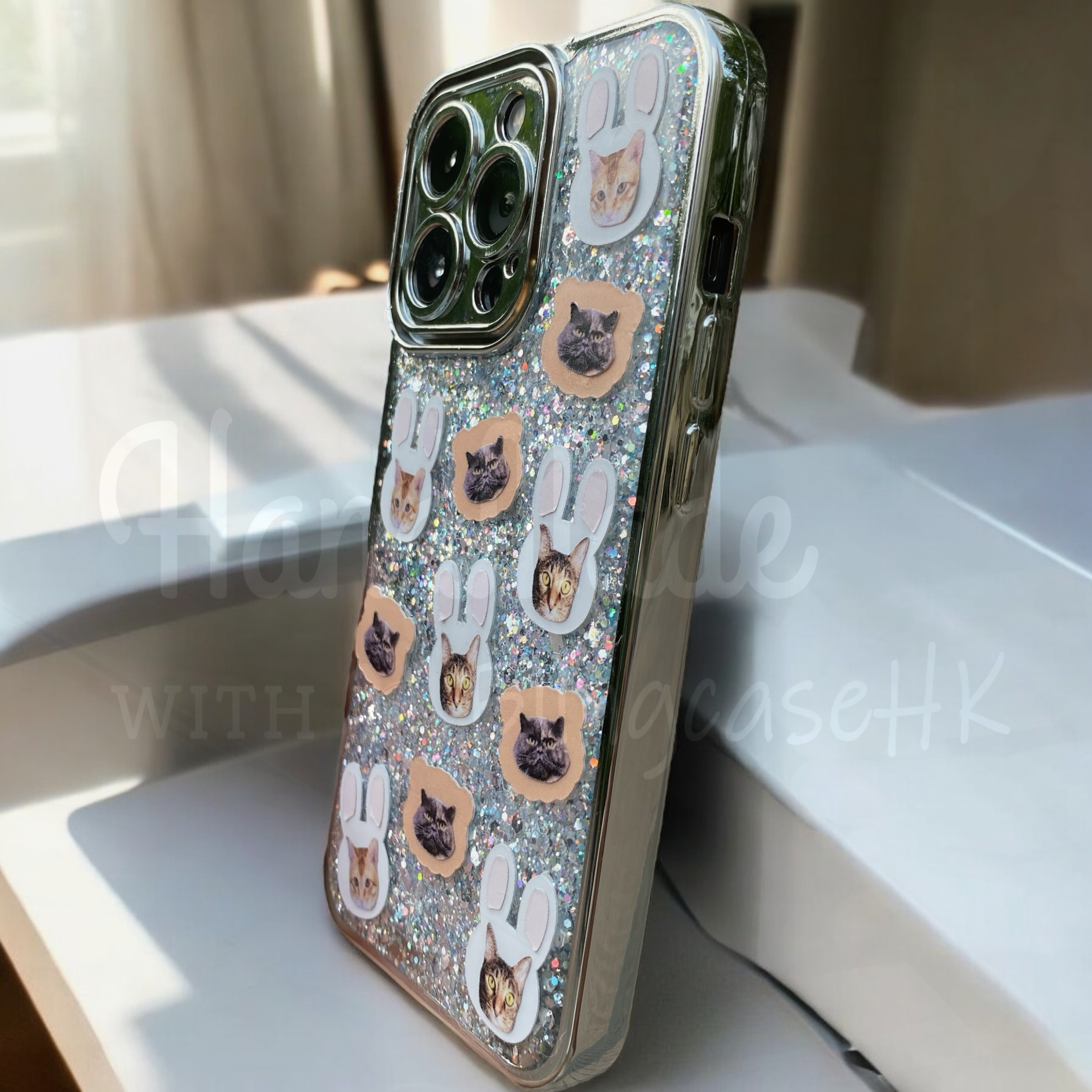 來圖寵物訂製 │ 兔仔耳 滴膠閃粉 iPhone 手機殼