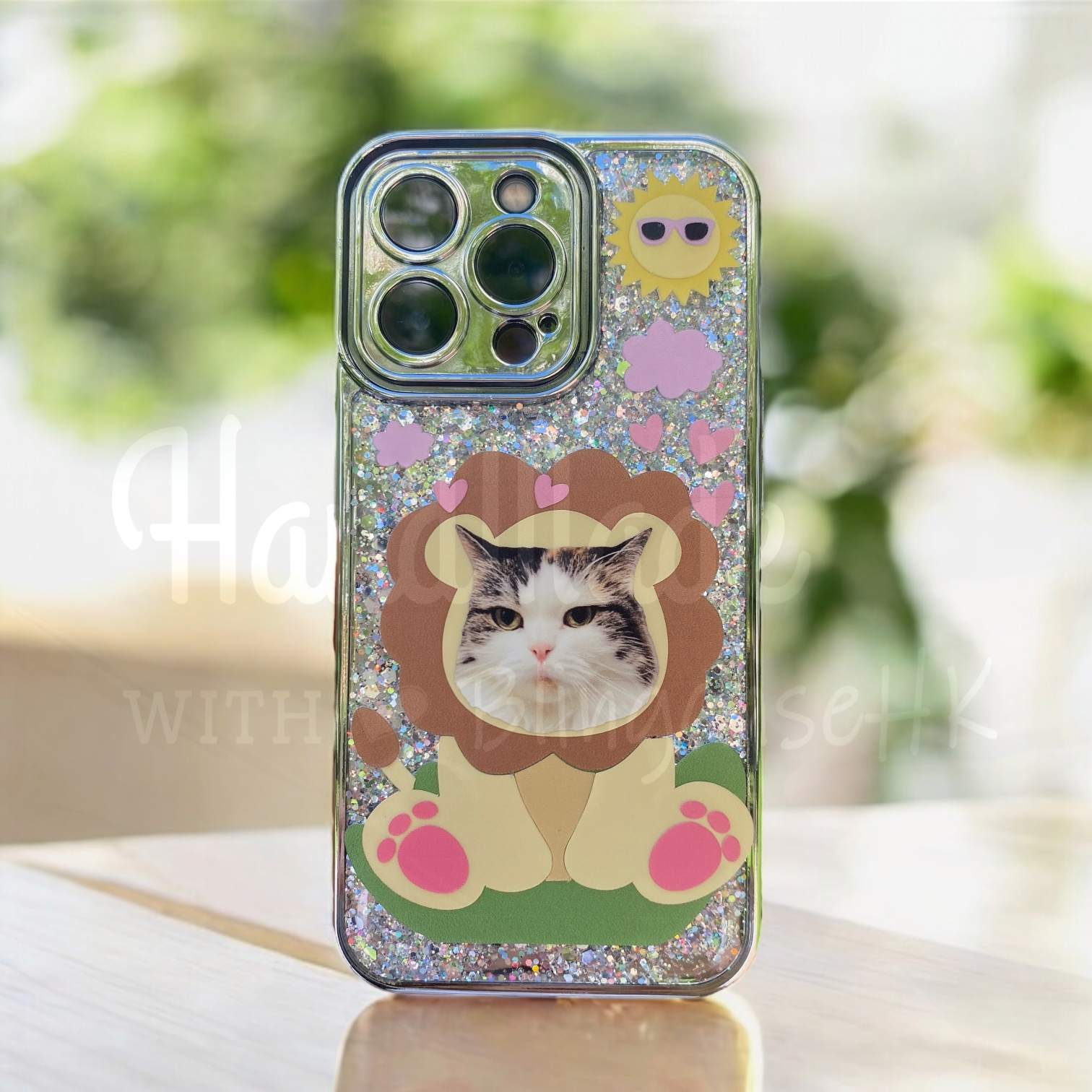來圖寵物訂製 │ 獅子 滴膠閃銀 iPhone 手機殼