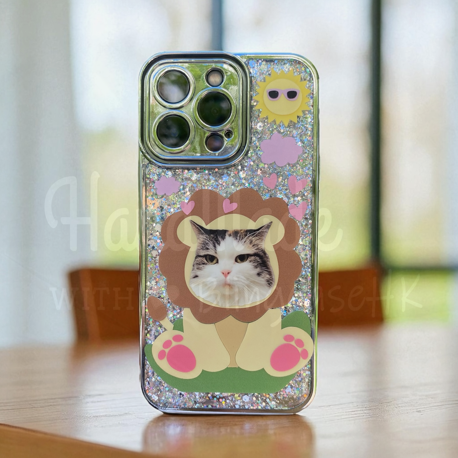 來圖寵物訂製 │ 獅子 滴膠閃銀 iPhone 手機殼