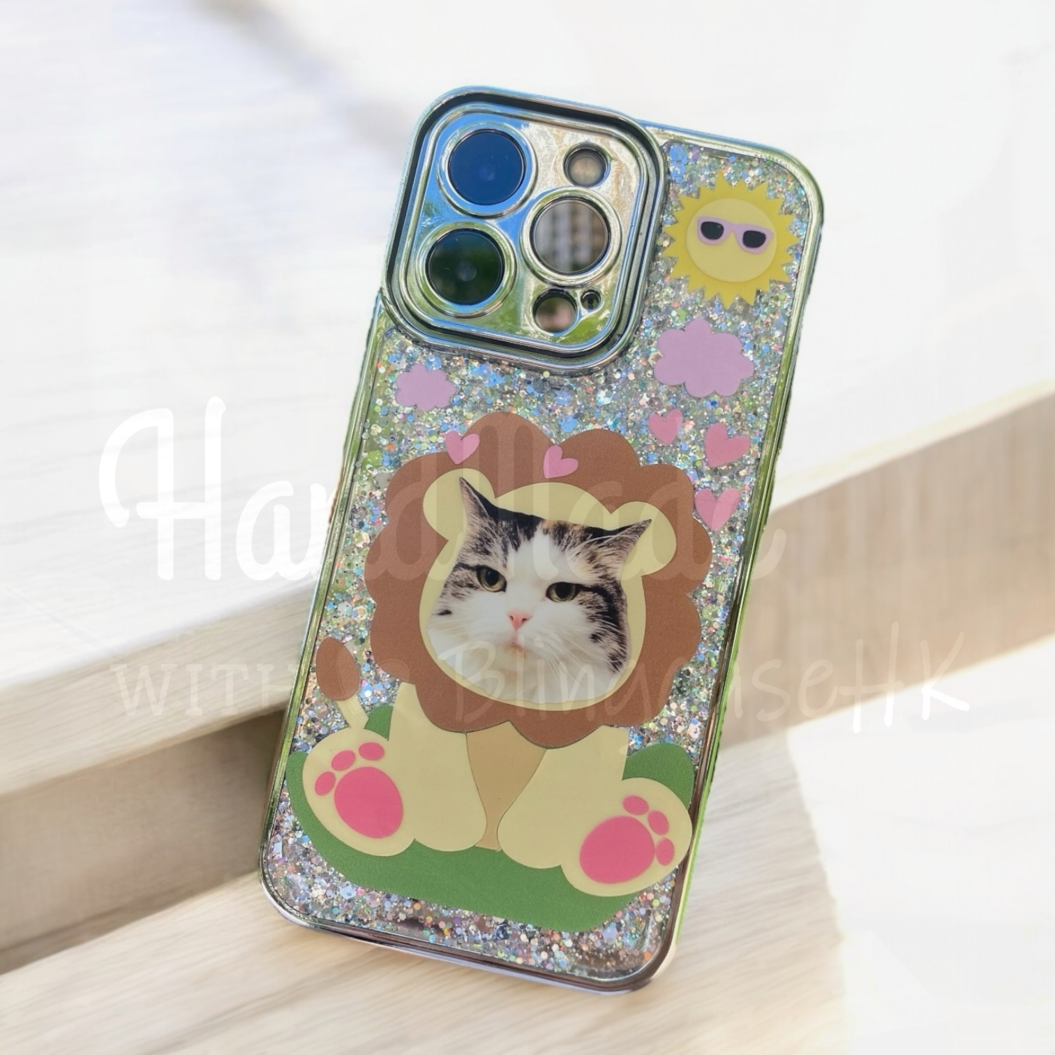 來圖寵物訂製 │ 獅子 滴膠閃銀 iPhone 手機殼