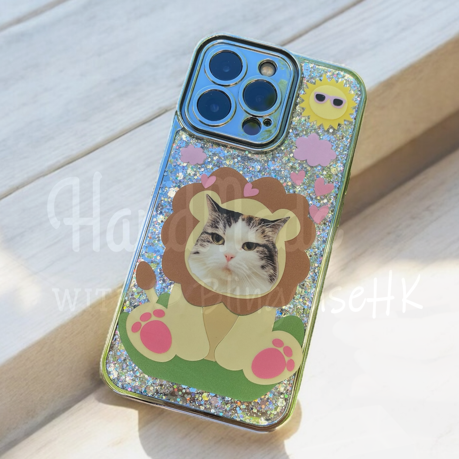 來圖寵物訂製 │ 獅子 滴膠閃銀 iPhone 手機殼