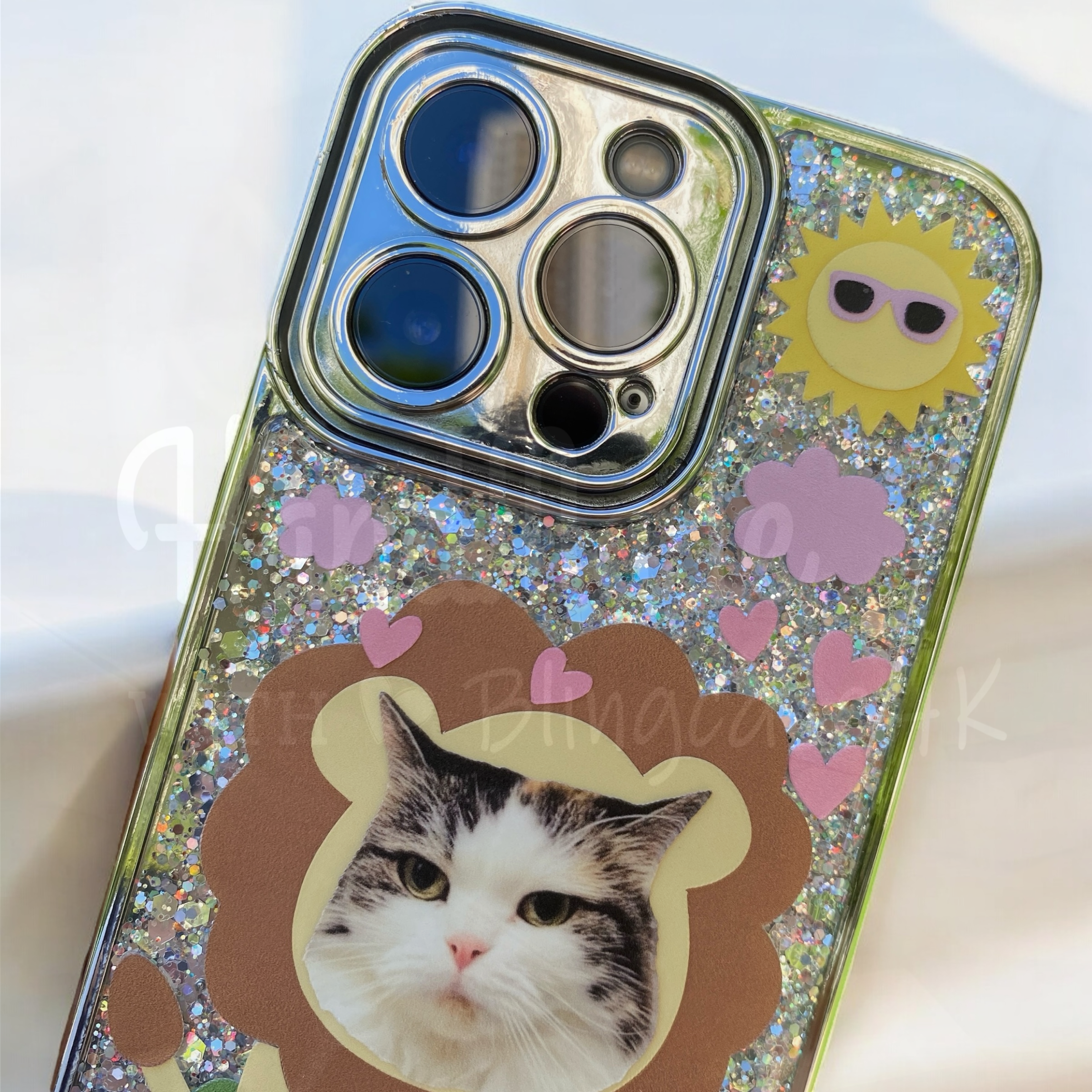 來圖寵物訂製 │ 獅子 滴膠閃銀 iPhone 手機殼
