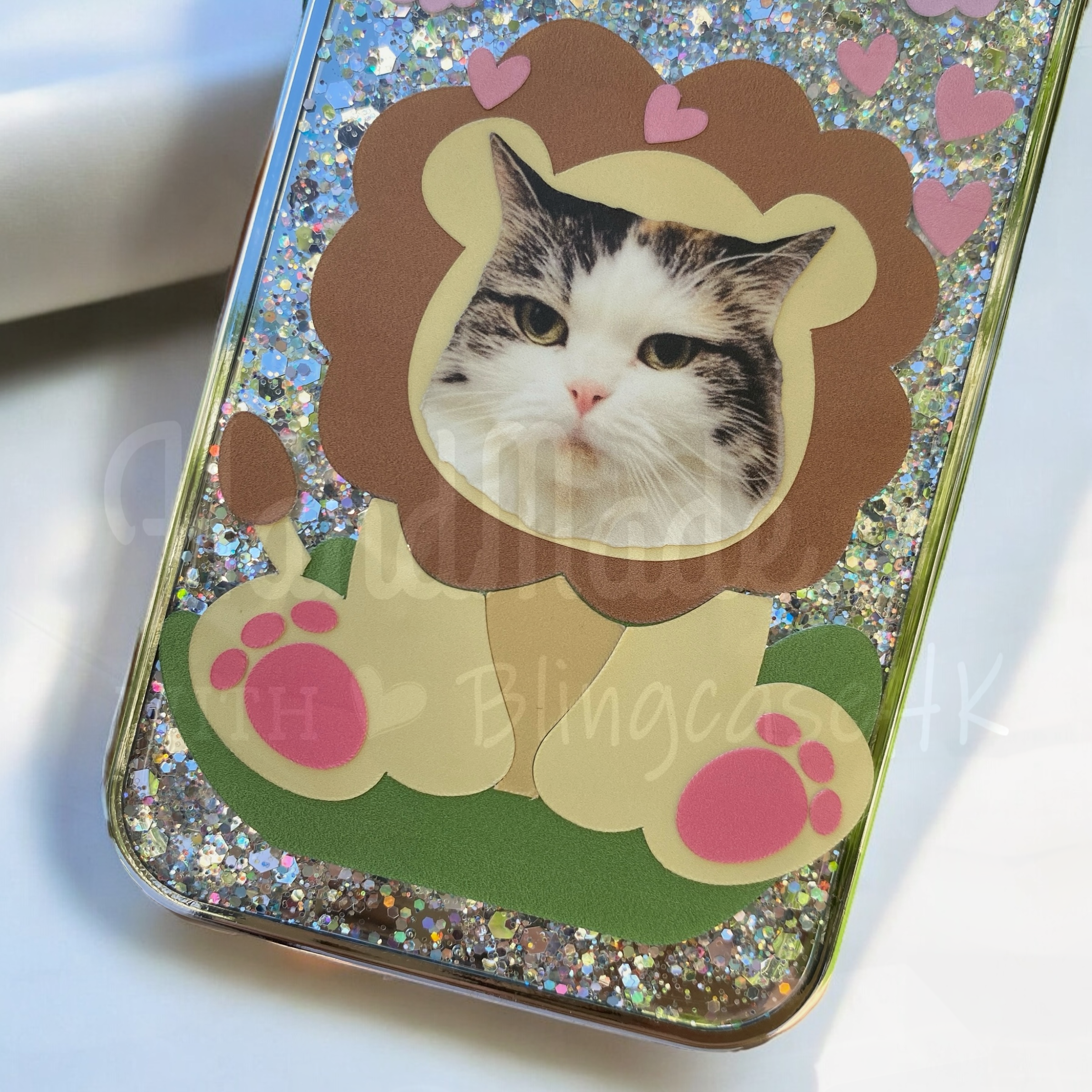來圖寵物訂製 │ 獅子 滴膠閃銀 iPhone 手機殼