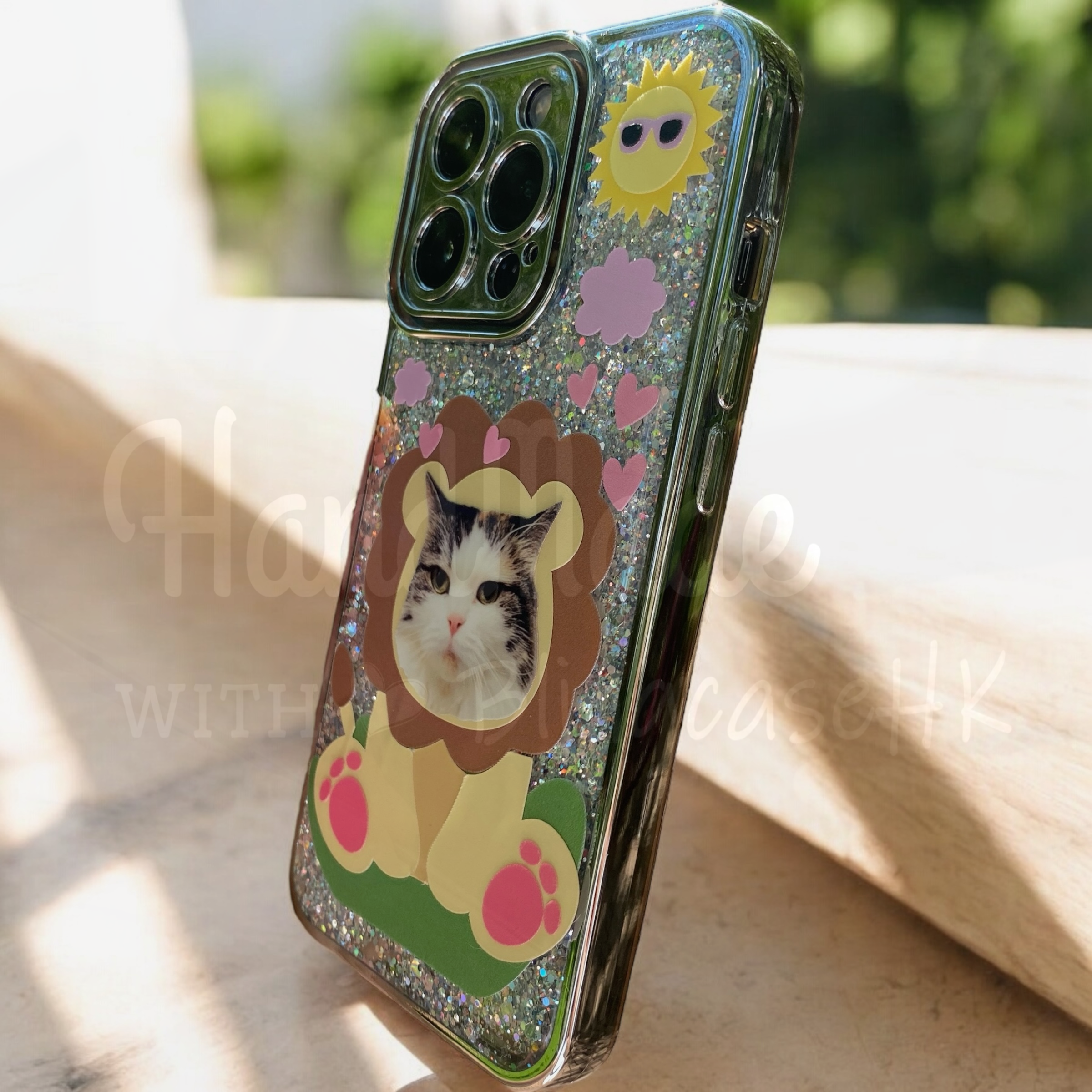 來圖寵物訂製 │ 獅子 滴膠閃銀 iPhone 手機殼