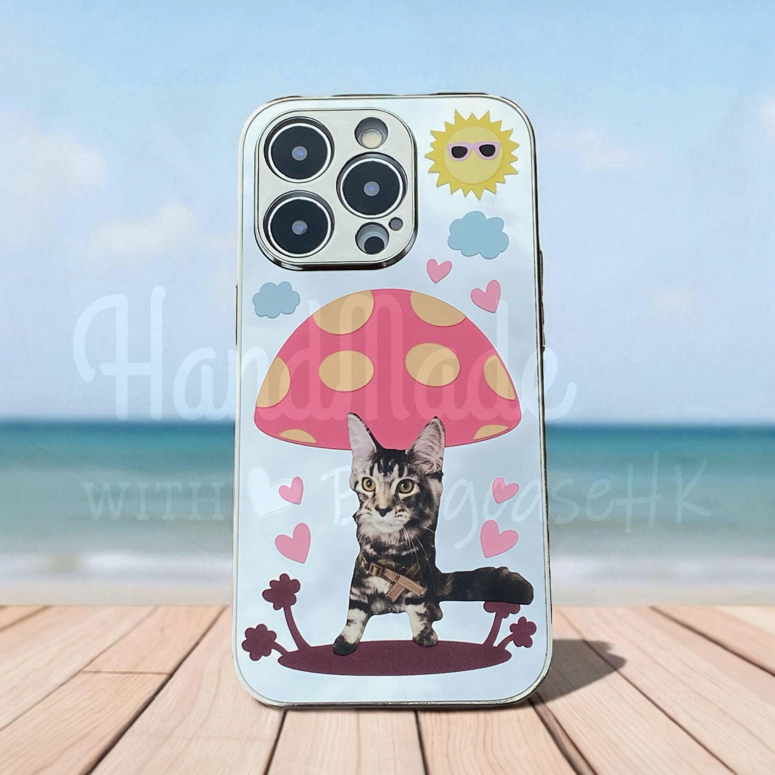 來圖寵物訂製 │ Q版蘑菇亭 iPhone 鏡面手機殼