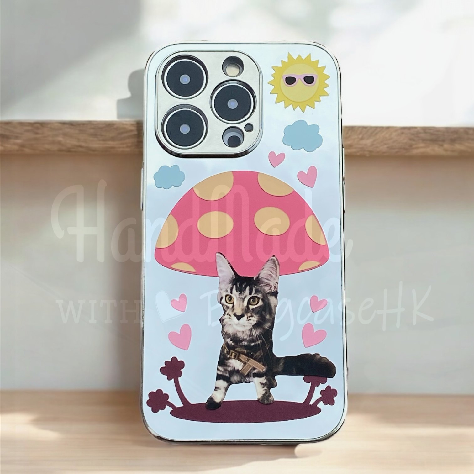 來圖寵物訂製 │ Q版蘑菇亭 iPhone 鏡面手機殼