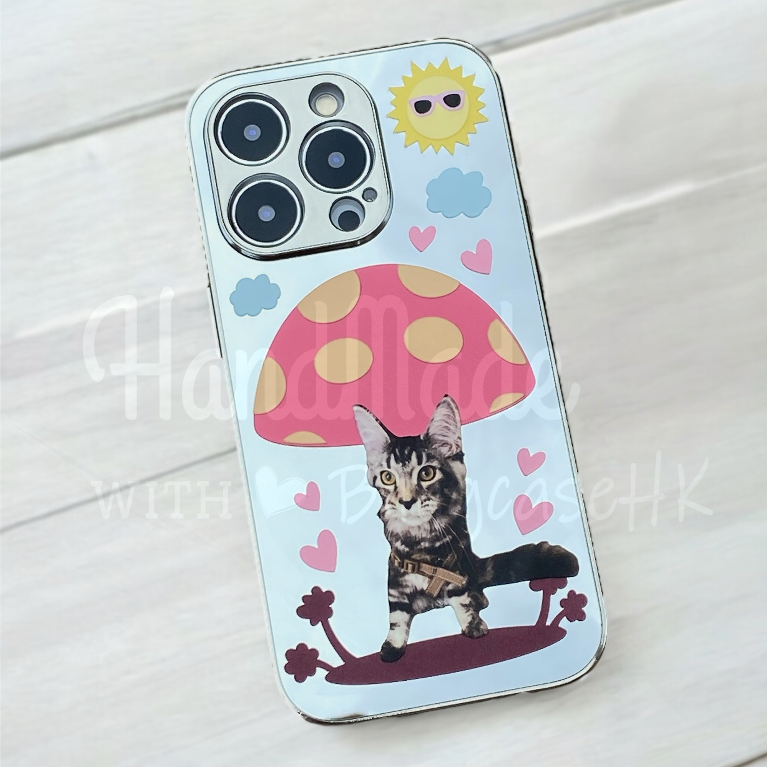 來圖寵物訂製 │ Q版蘑菇亭 iPhone 鏡面手機殼