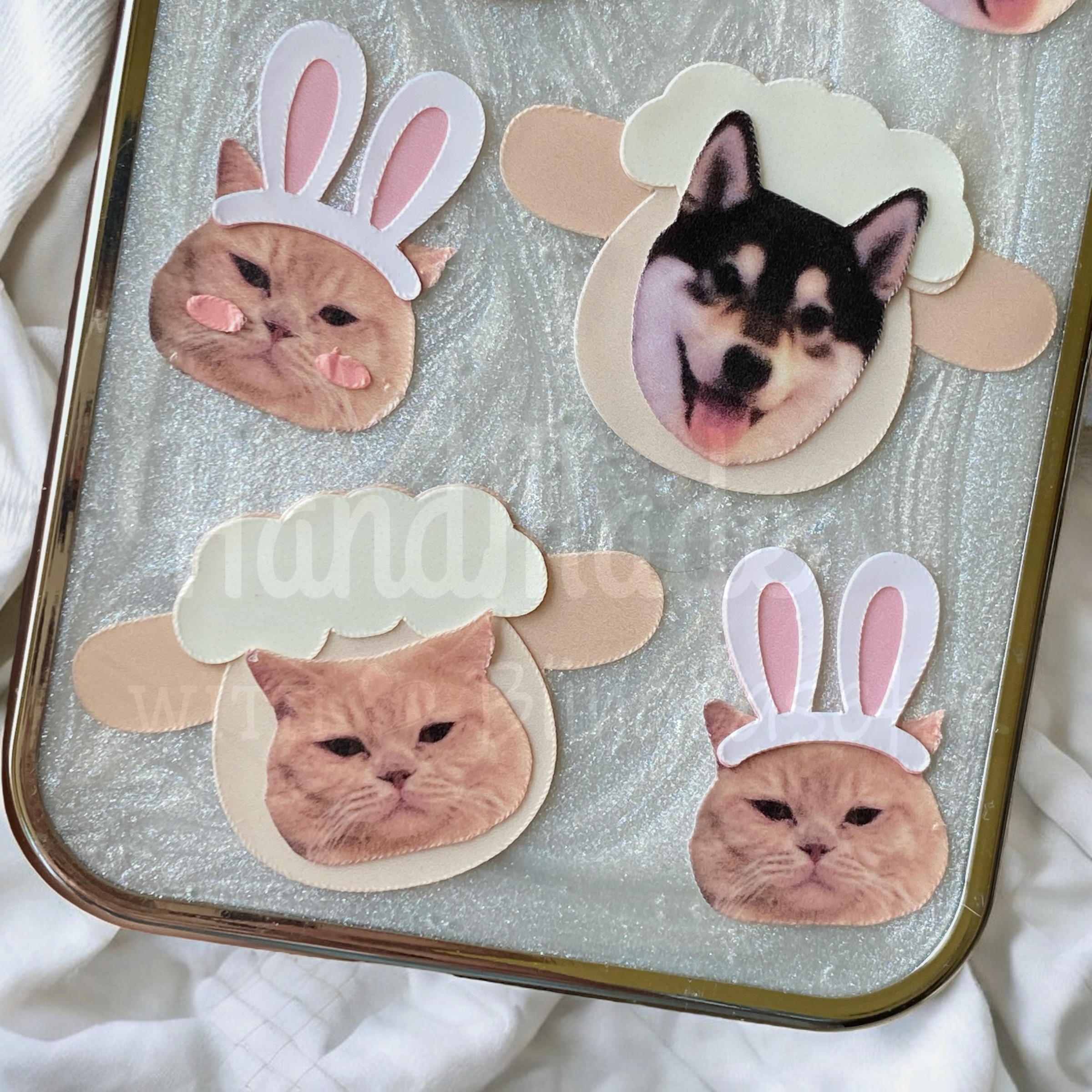 來圖寵物訂製 │ 羊咩咩 兔仔耳 滴膠水泥白 iPhone 手機殼