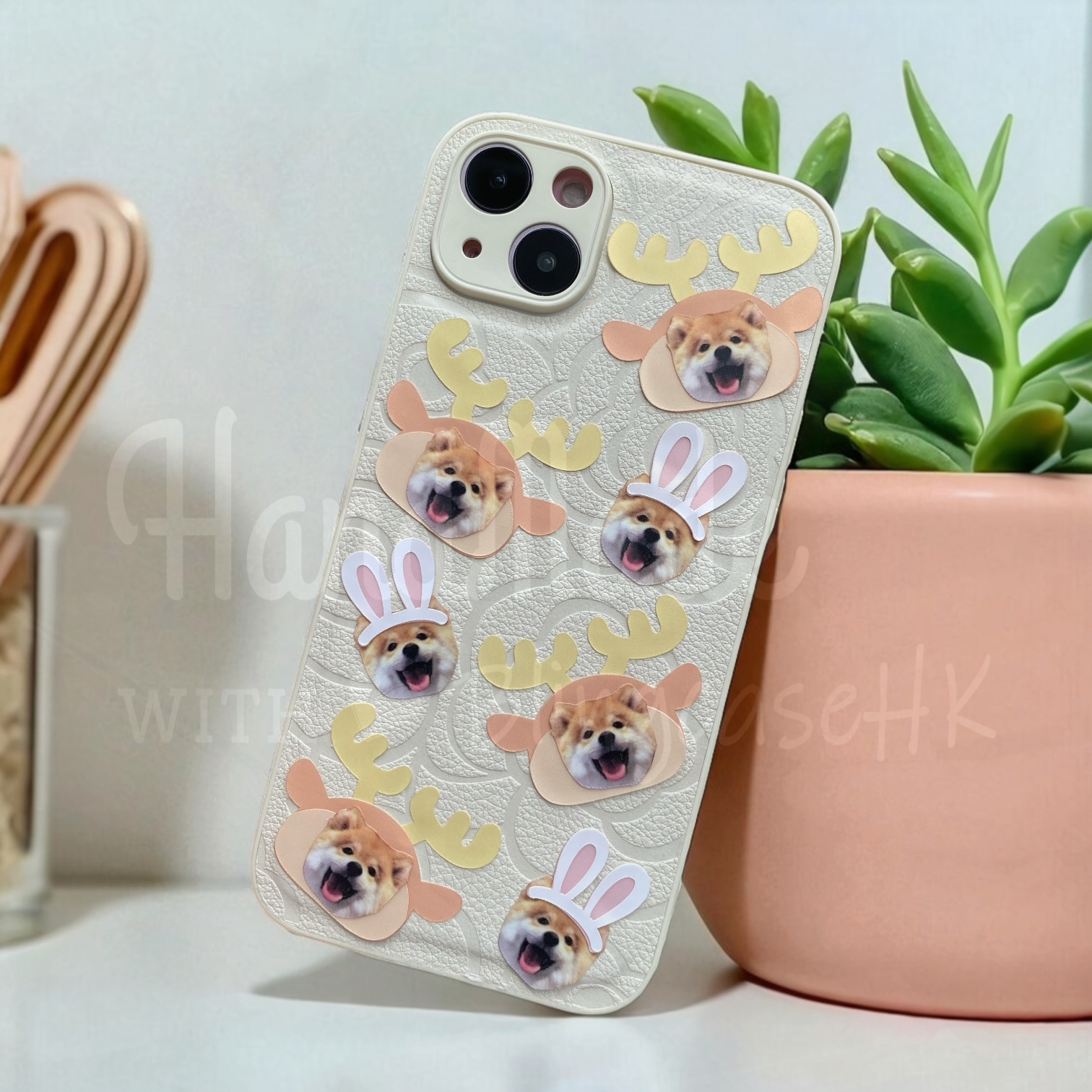 來圖寵物訂製 ｜ 鹿角 兔仔耳 iPhone 花花手機殼