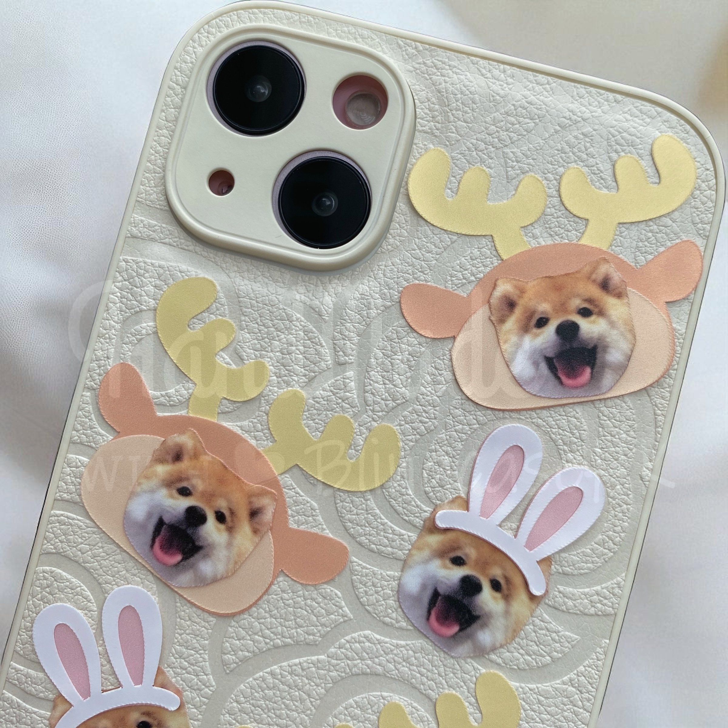 來圖寵物訂製 ｜ 鹿角 兔仔耳 iPhone 花花手機殼