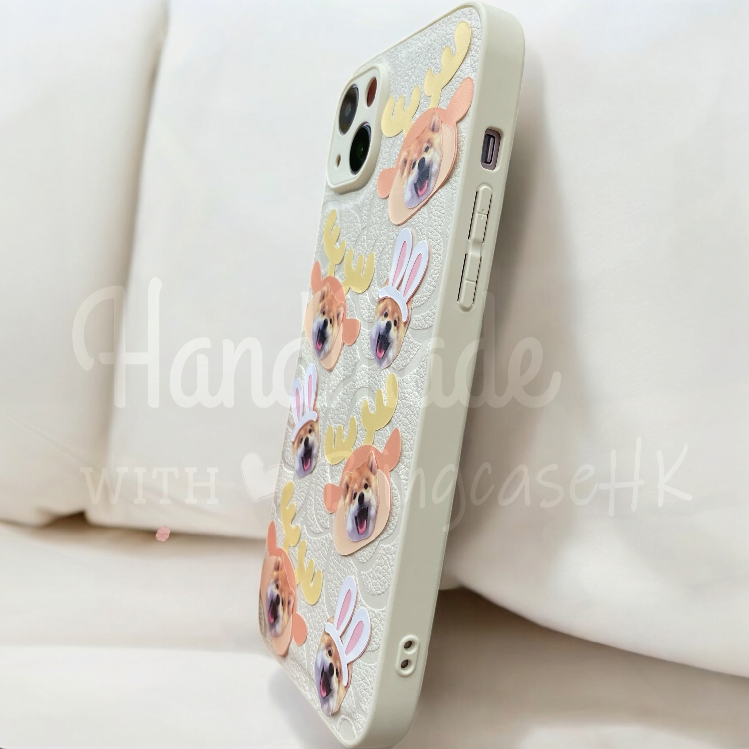 來圖寵物訂製 ｜ 鹿角 兔仔耳 iPhone 花花手機殼