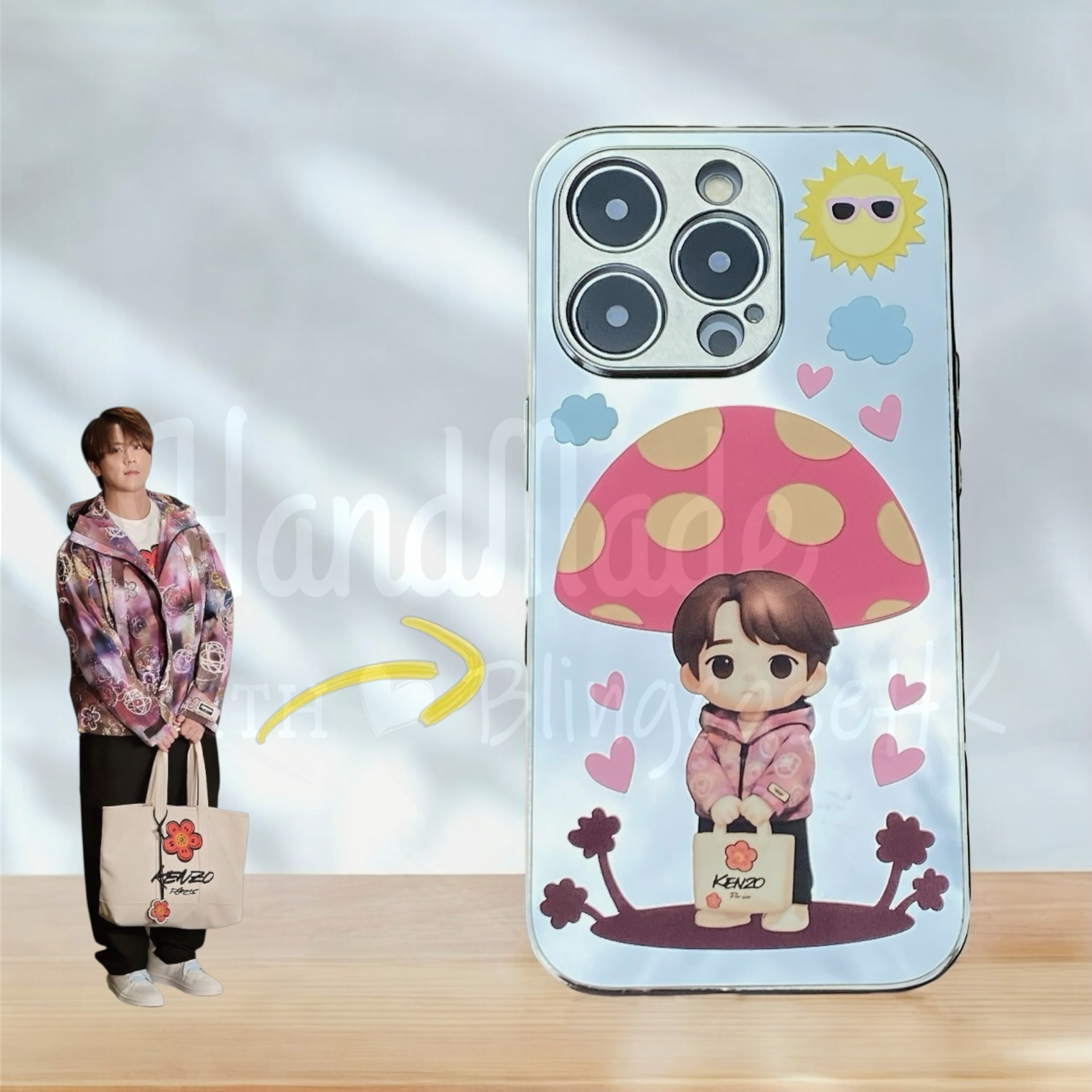 人像卡通化訂製 │ Q版姜濤 蘑菇亭 iPhone 鏡面手機殼