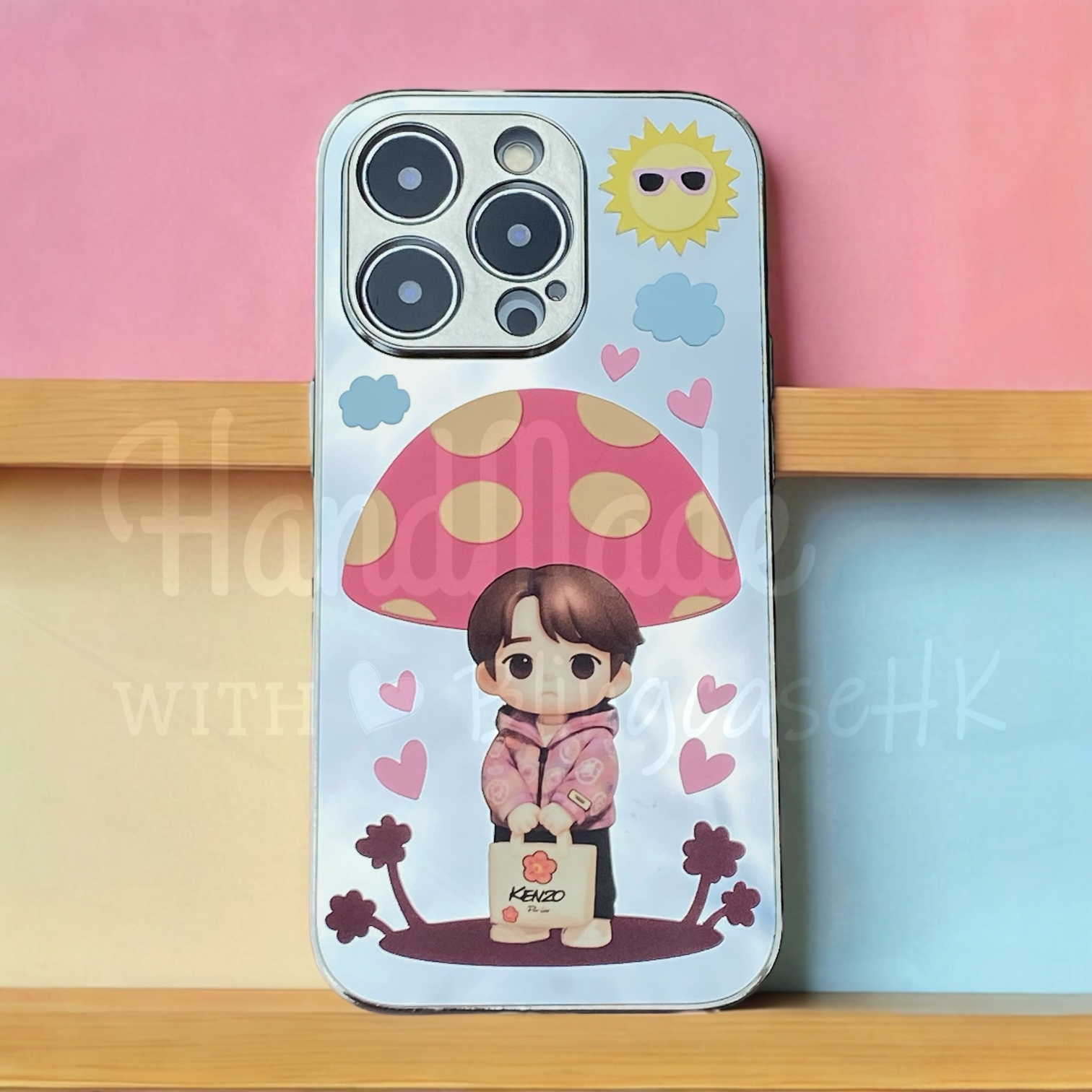 人像卡通化訂製 │ Q版姜濤 蘑菇亭 iPhone 鏡面手機殼