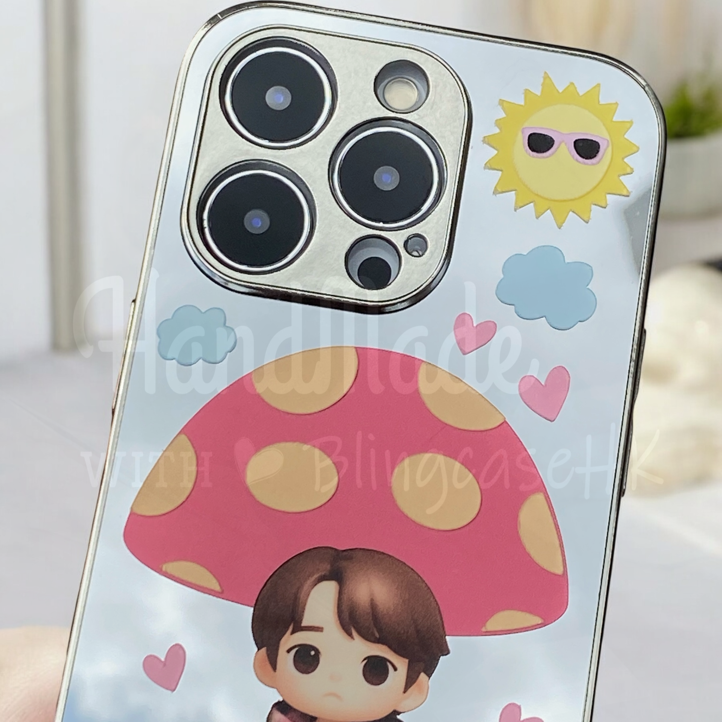 人像卡通化訂製 │ Q版姜濤 蘑菇亭 iPhone 鏡面手機殼