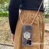 Handmade│ Adjustable cross-body strap lanyard crystal holder (16 lanyard color options) iPhone / Samsung transparent anti-fall phone case 