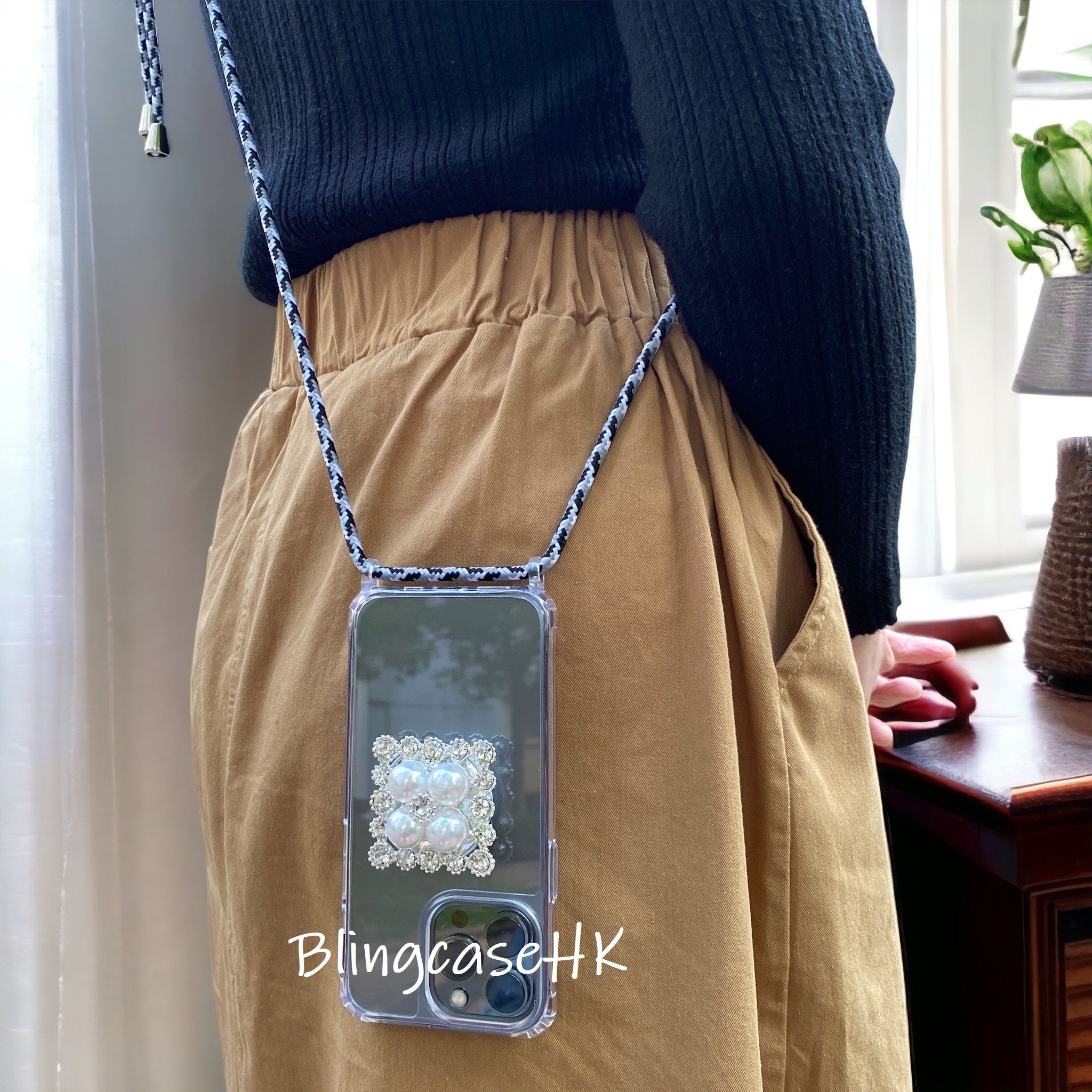 手工制作 │斜孭背帶 支架 (16種掛繩顏色選擇) iPhone / Samsung 透明手機殼