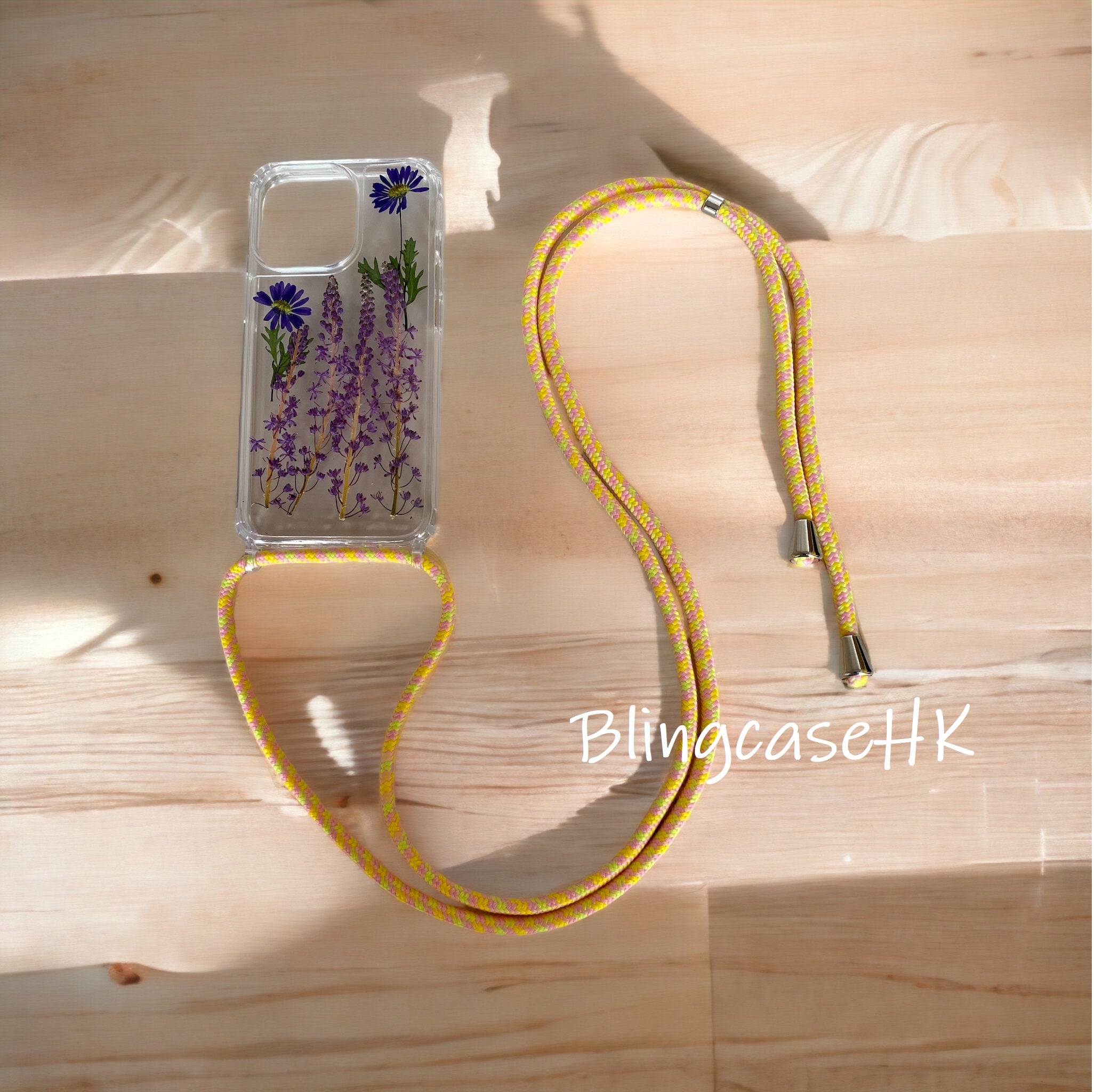 Handmade │ Dried flower preserved flower adjustable cross-body strap lanyard (16 lanyard color options) iPhone / Samsung transparent anti-fall phone case 